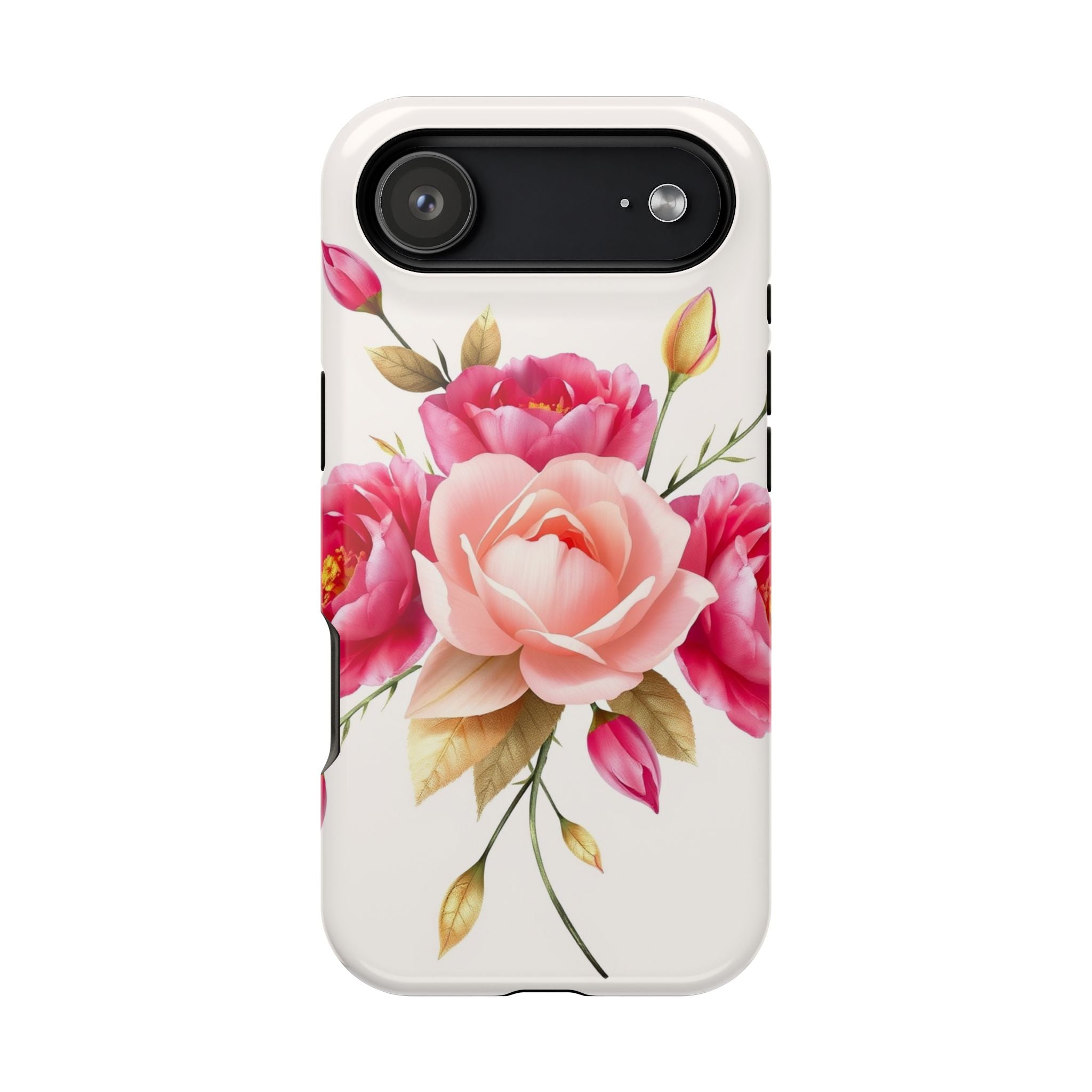 iPhone Rose Pink And Cream Neon Floral Slim Everyday Designer Case · iPhone Case