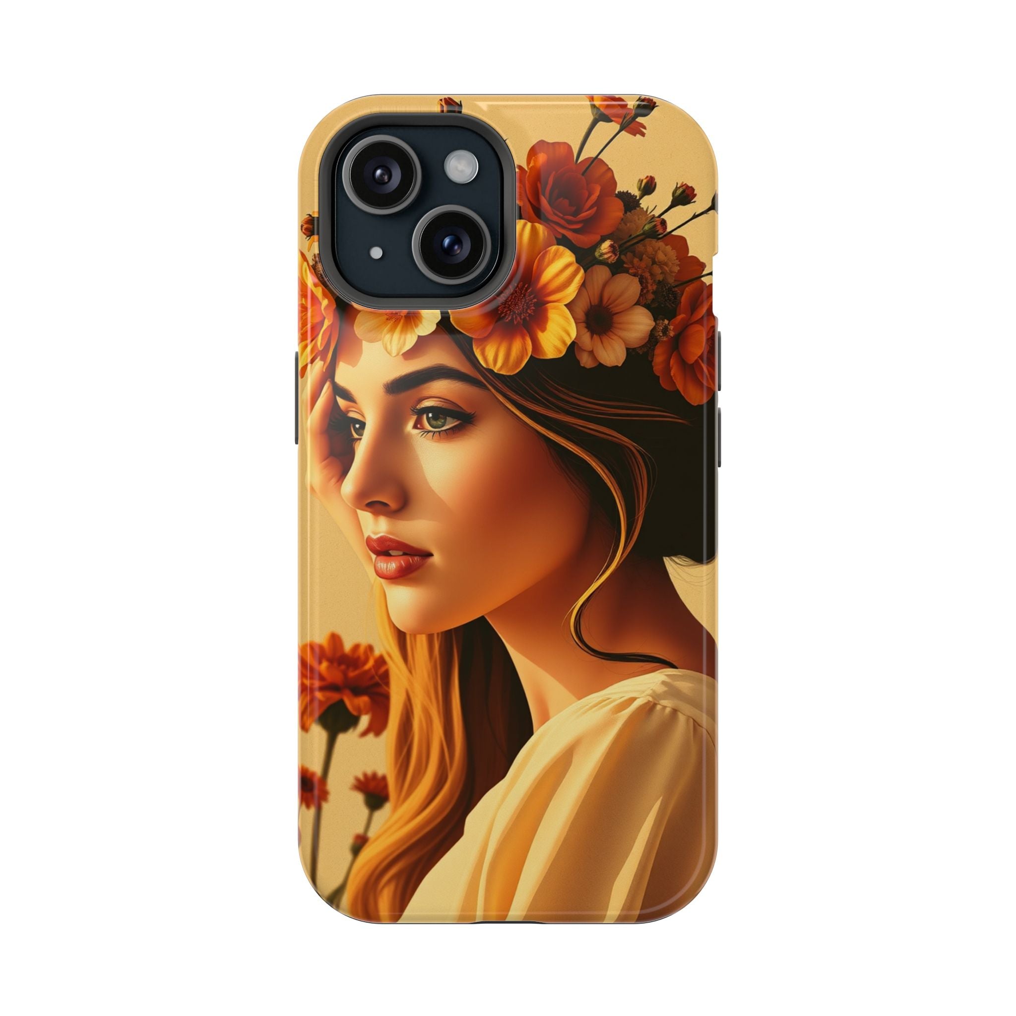 iPhone Mustard And Rust Floral Crown Slim Everyday Designer Case · iPhone Case