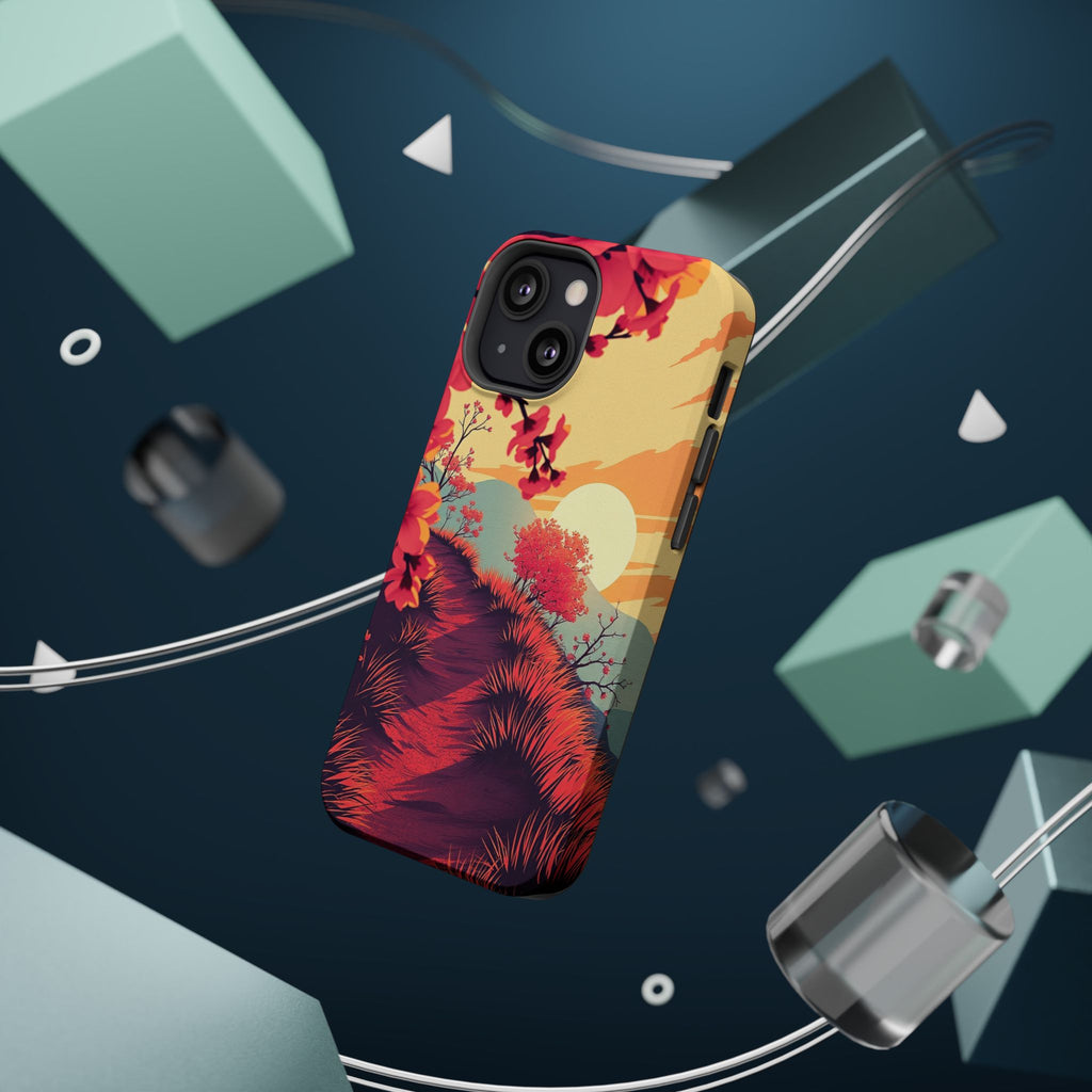 iPhone Sunset Amber And Peach Blossom Trail Soft iPhone 15 Finish · iPhone Case
