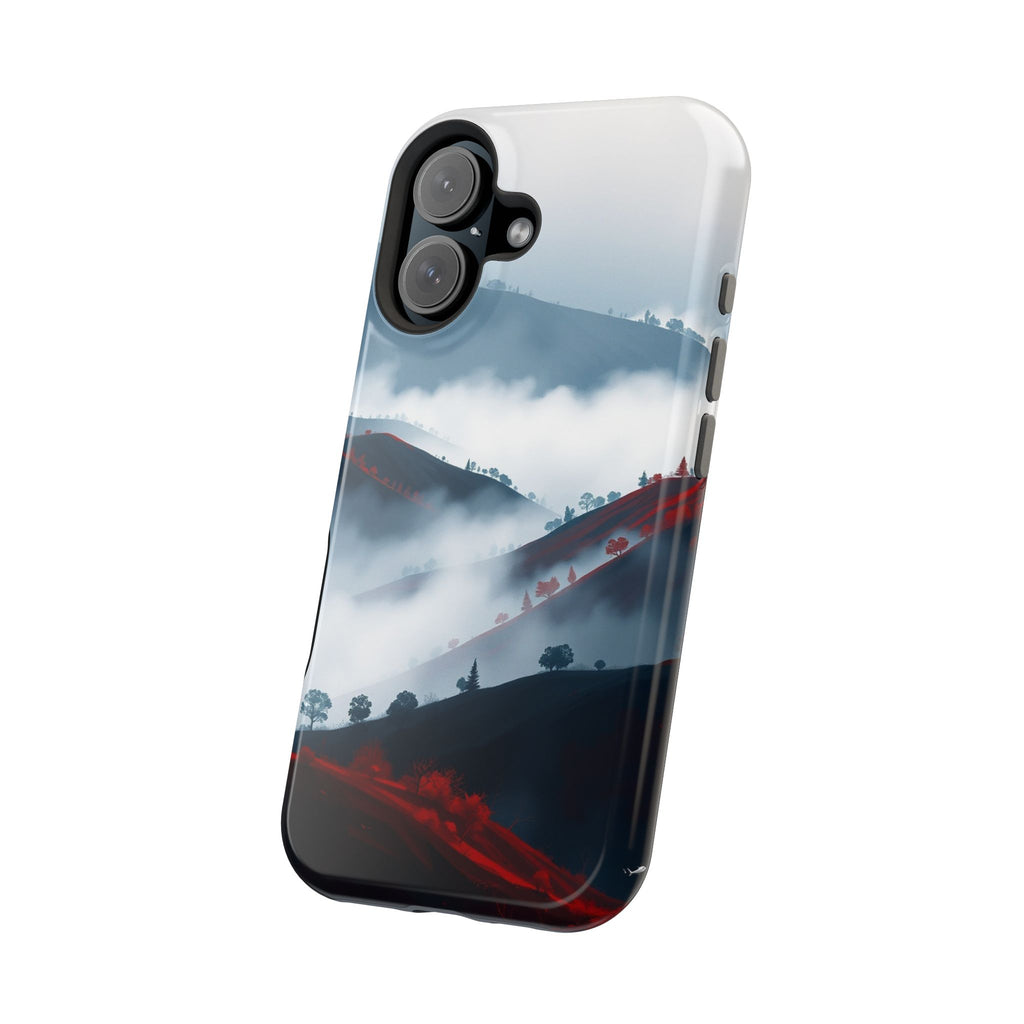 iPhone Black And Crimson Fog Rolling Over Hills Soft iPhone Finish · iPhone Case