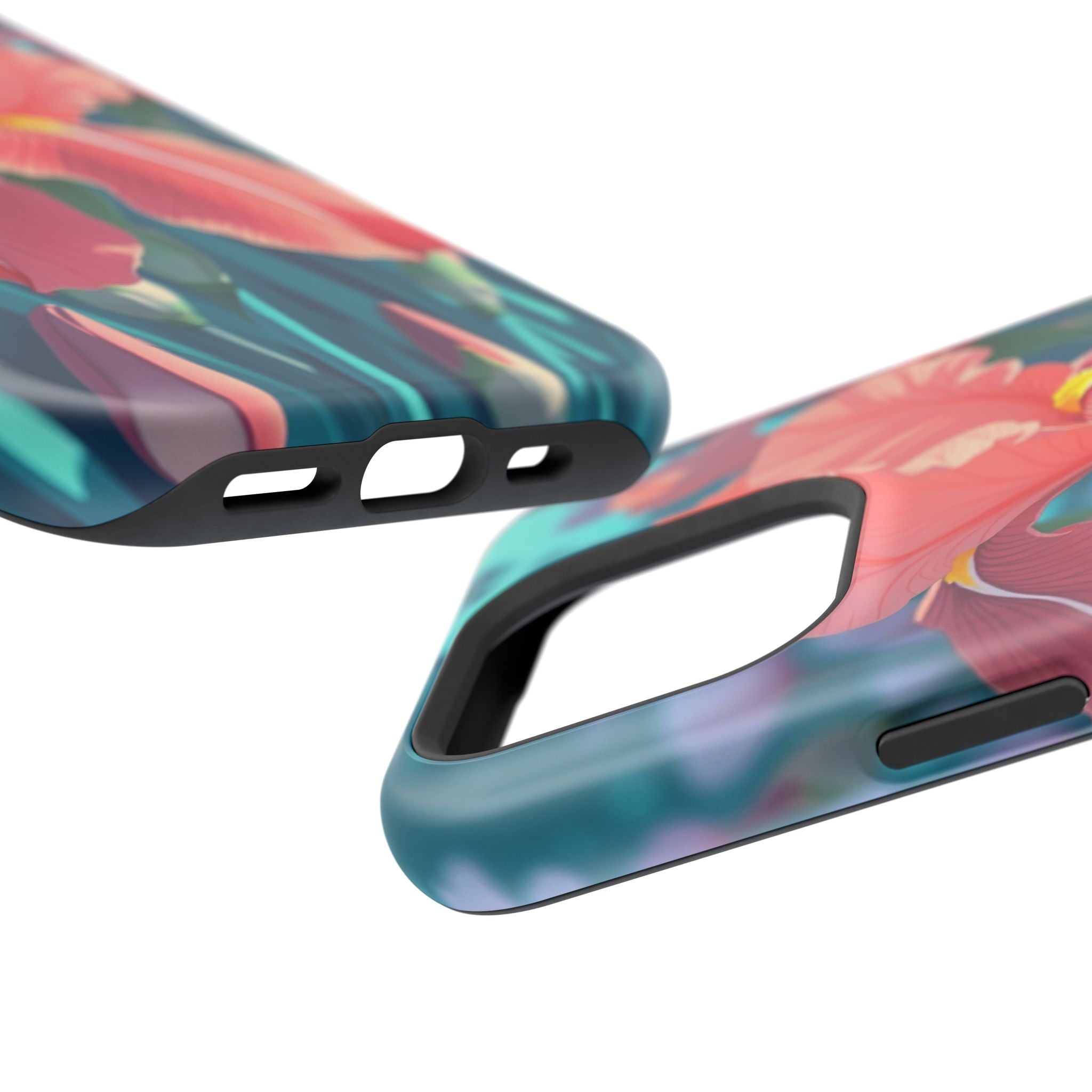 iPhone Teal And Coral Iris Garden Bold Modern Everyday Snap Case · iPhone Case