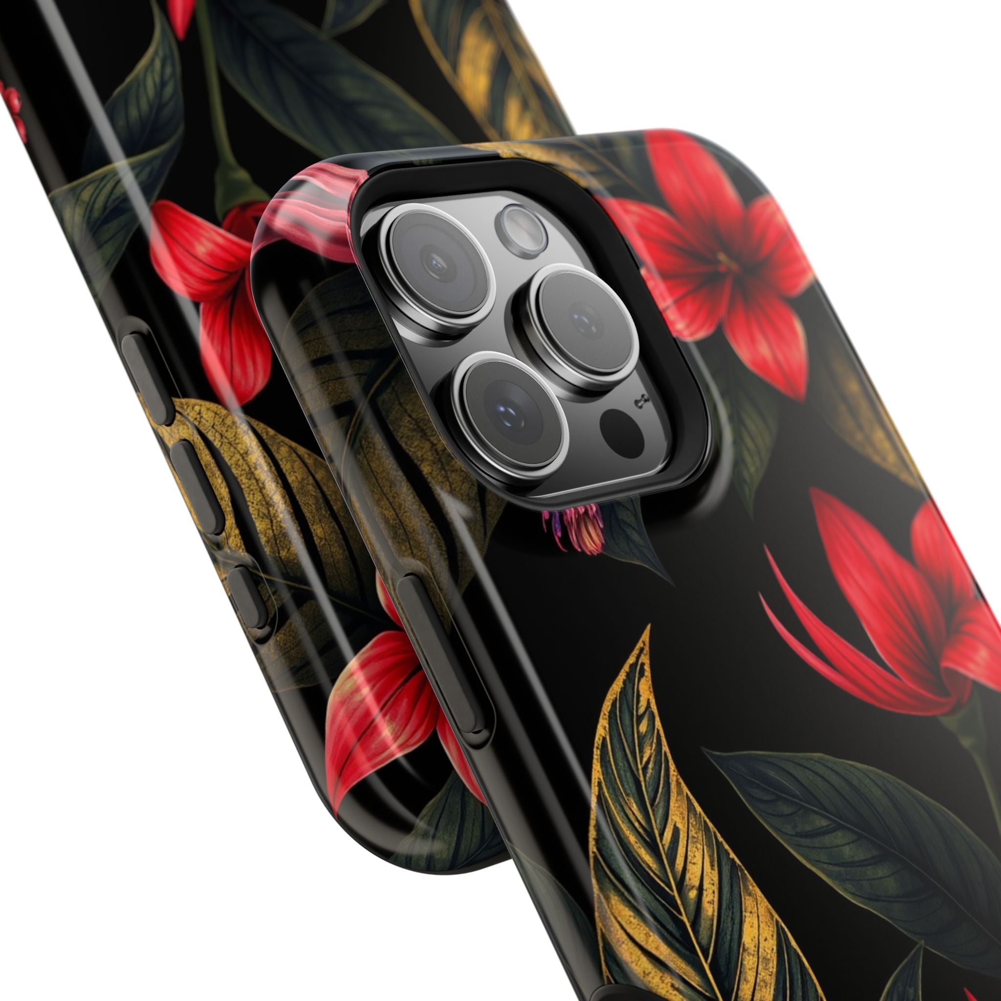 iPhone Black And Crimson Jungle Floral Slim Everyday Designer Case · iPhone Case