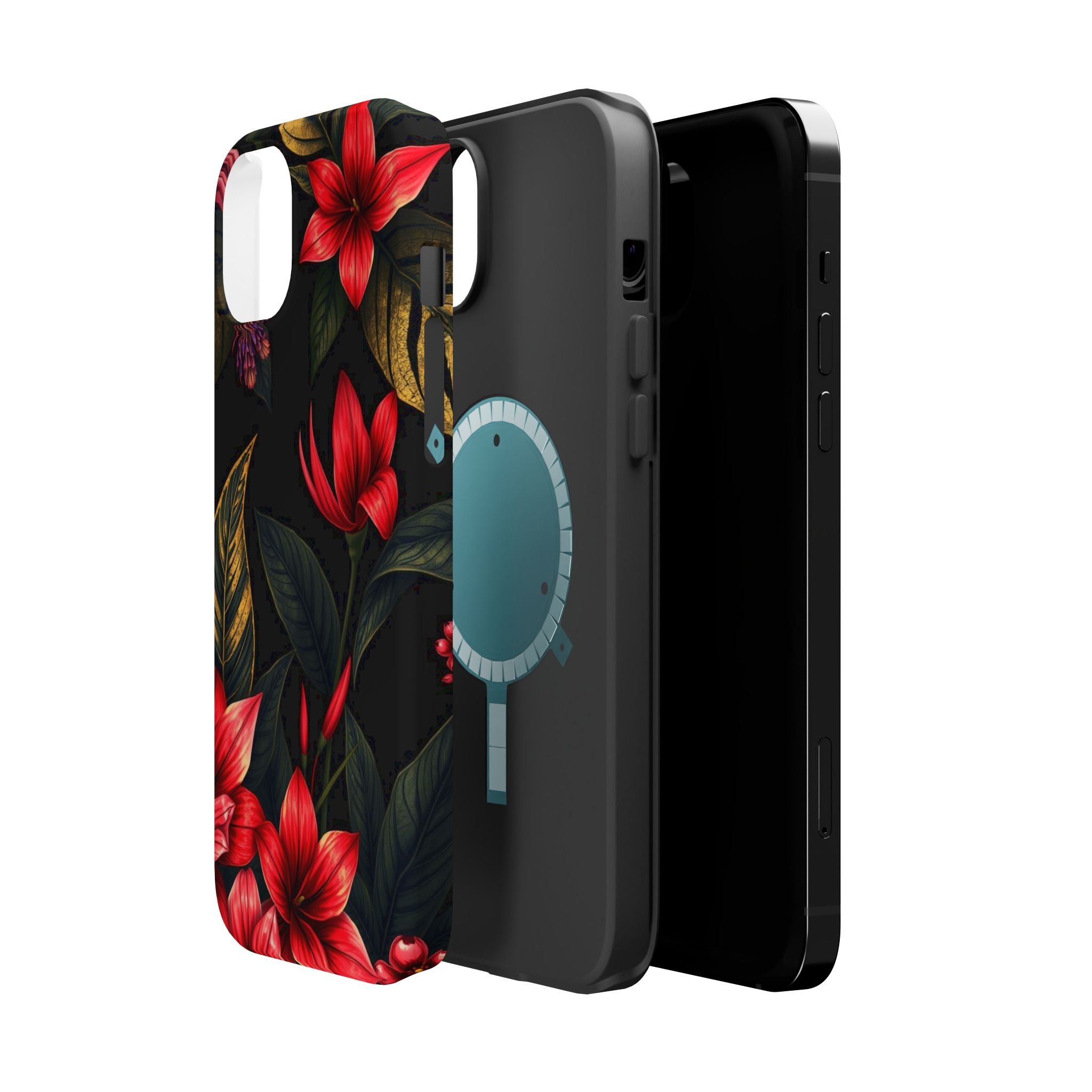 iPhone Black And Crimson Jungle Floral Slim Everyday Designer Case · iPhone Case