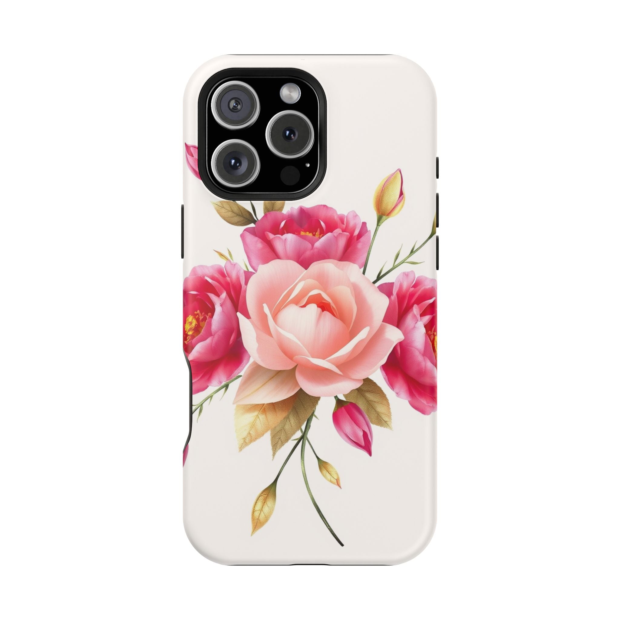 iPhone Rose Pink And Cream Neon Floral Slim Everyday Designer Case · iPhone Case