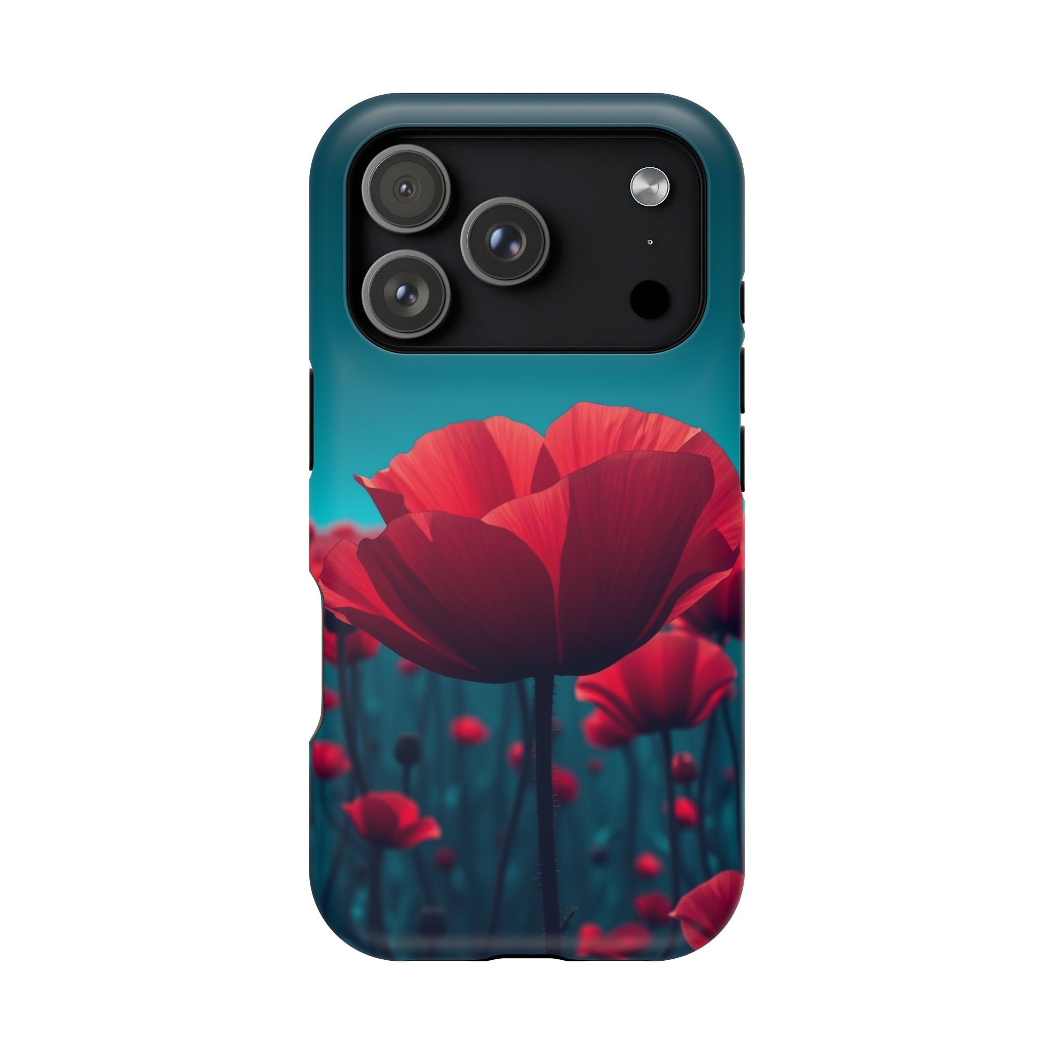 iPhone Teal And Coral Poppy Field Bold Modern Everyday Snap Case · iPhone Case