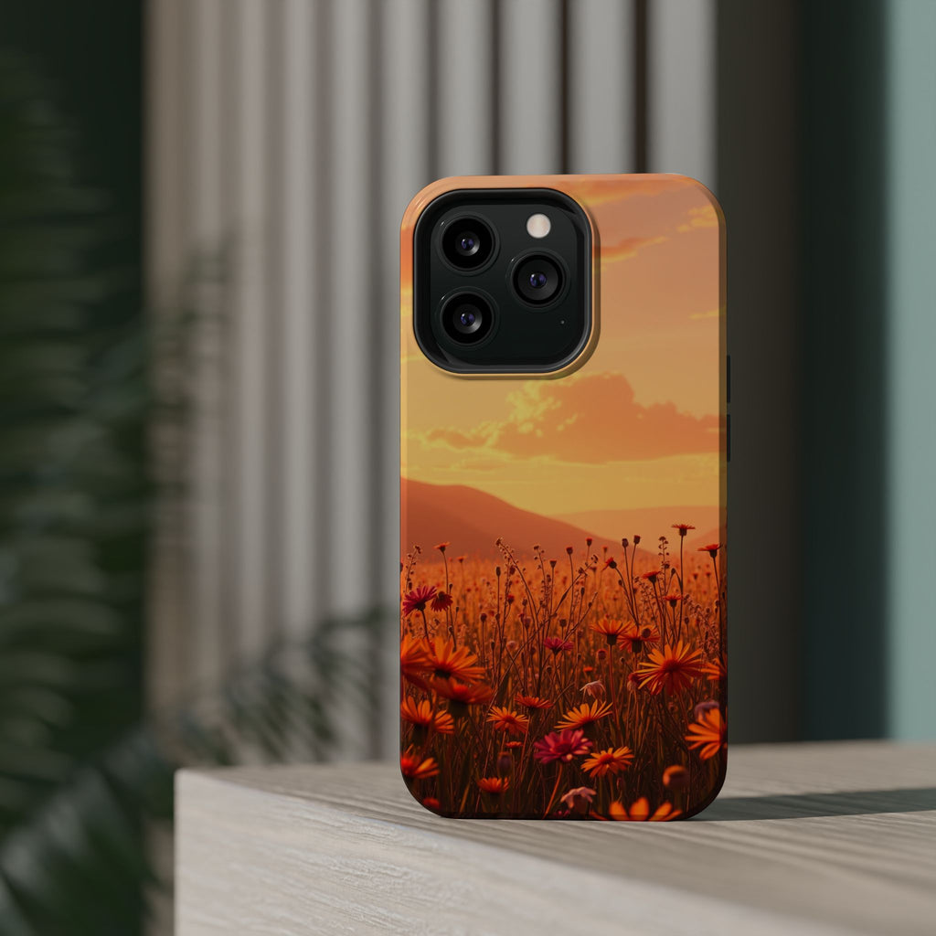 iPhone Sunset Amber And Peach Wildflower Field Soft iPhone Finish · iPhone Case