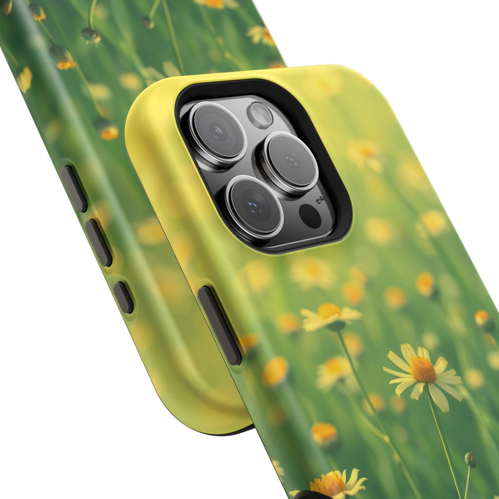 iPhone Emerald Green And Gold Wildflower Field Soft Finish Everyday · iPhone Cas