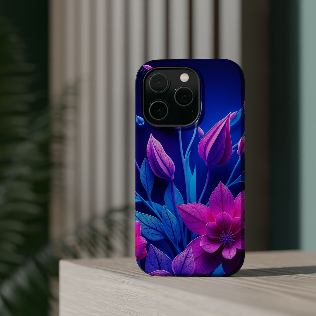 iPhone Neon Floral Paper Cut Art Bold Modern Everyday Snap Case · iPhone Case