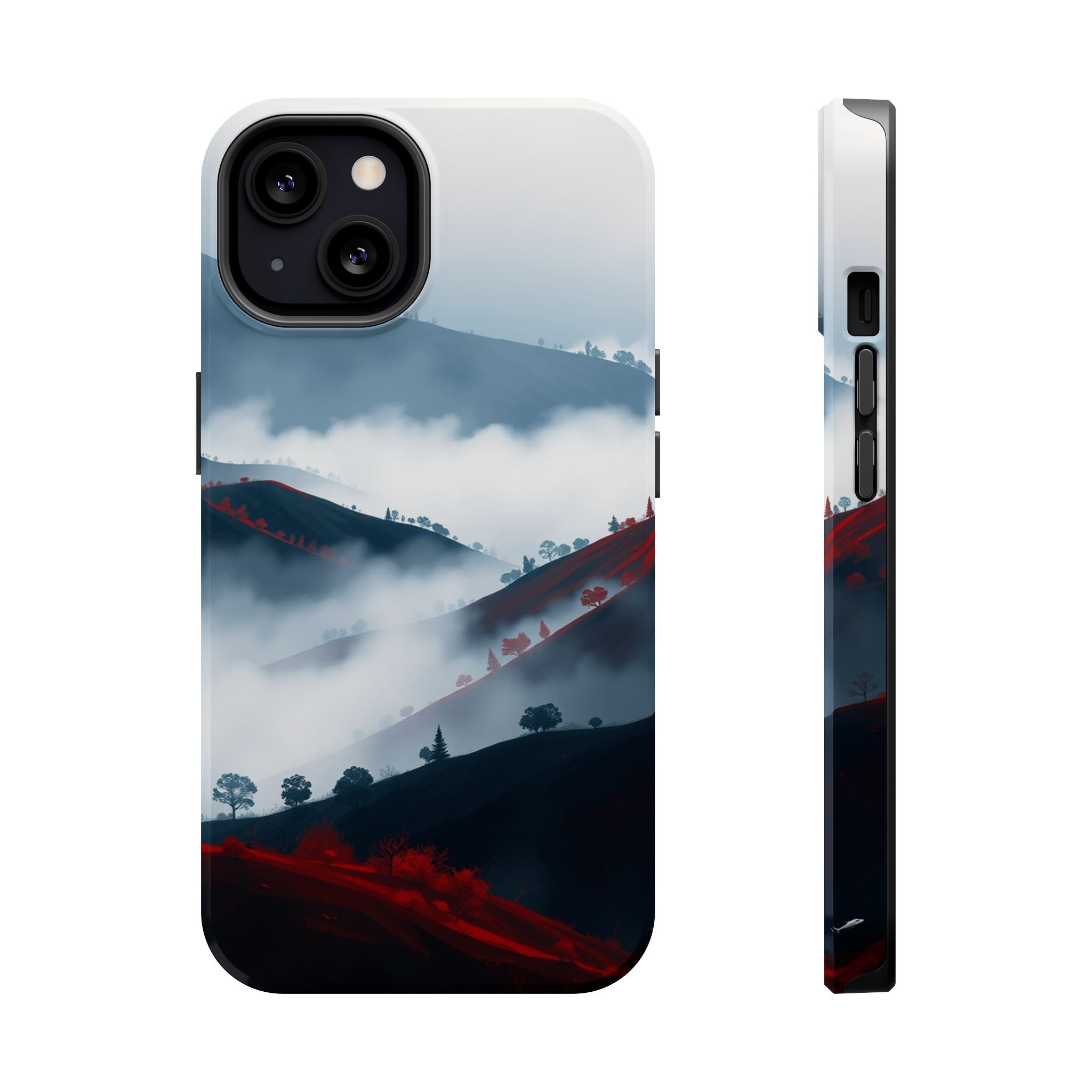 iPhone Black And Crimson Fog Rolling Over Hills Soft iPhone Finish · iPhone Case