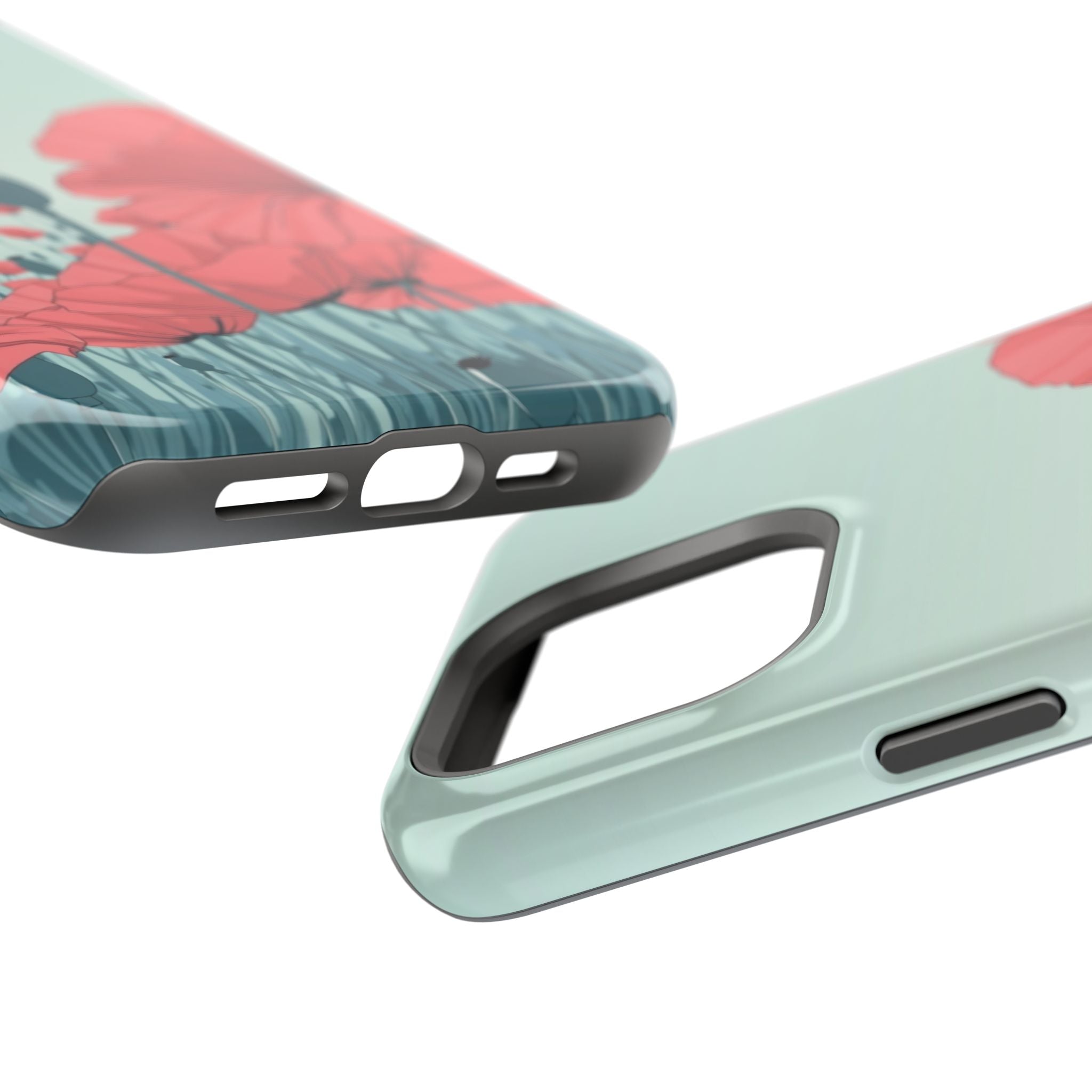 iPhone Mint And Blush Poppy Field Bold Modern Everyday Snap Case · iPhone Case