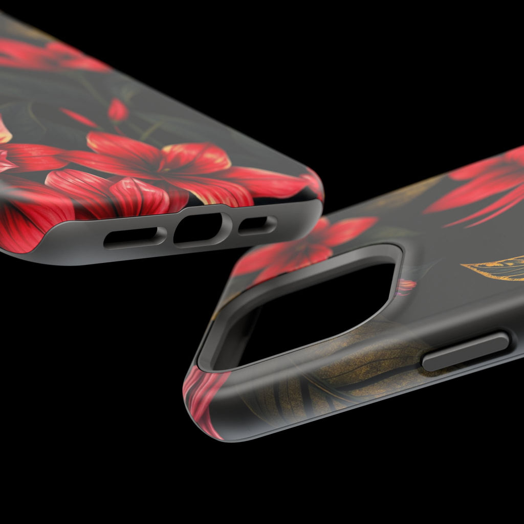iPhone Black And Crimson Jungle Floral Slim Everyday Designer Case · iPhone Case