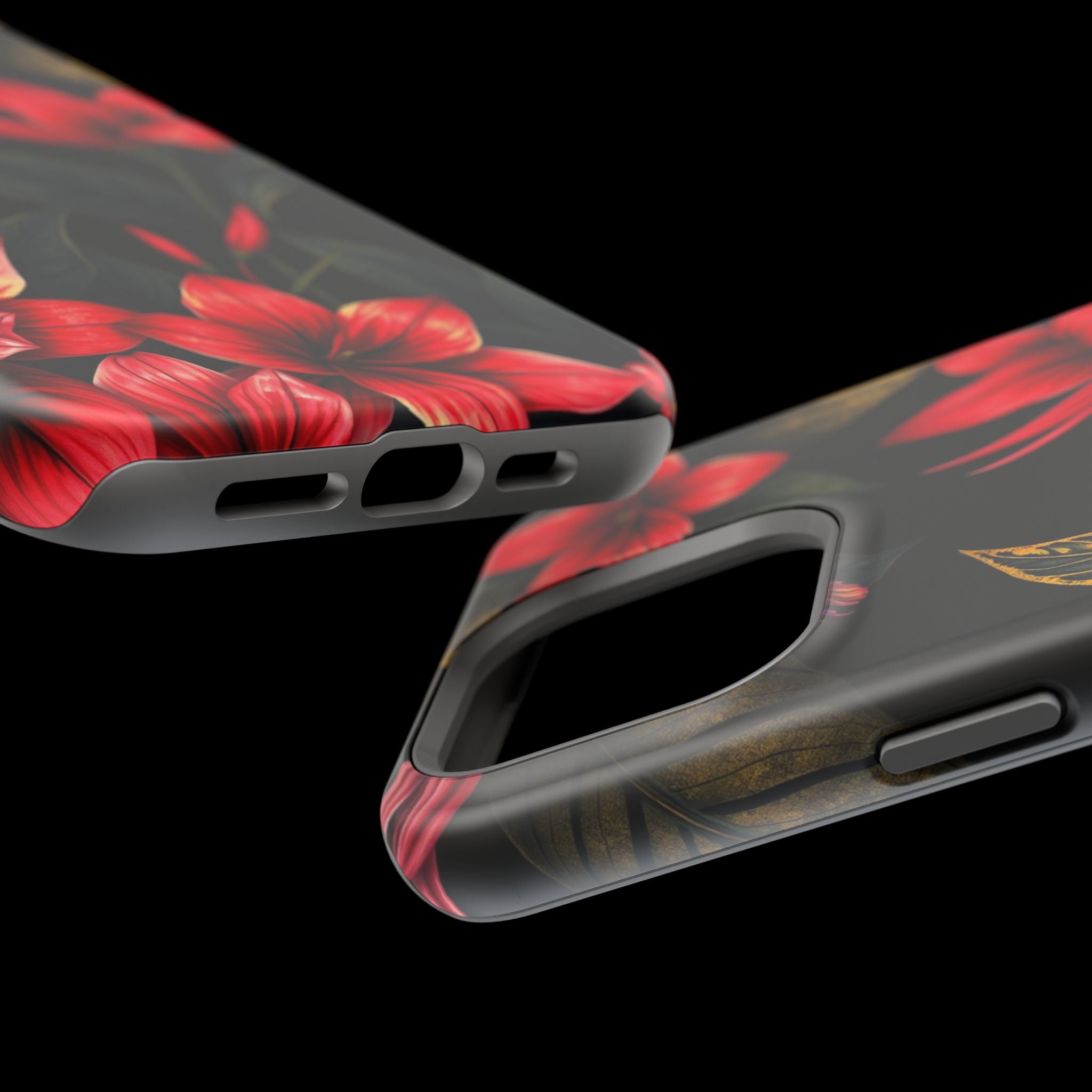 iPhone Black And Crimson Jungle Floral Slim Everyday Designer Case · iPhone Case