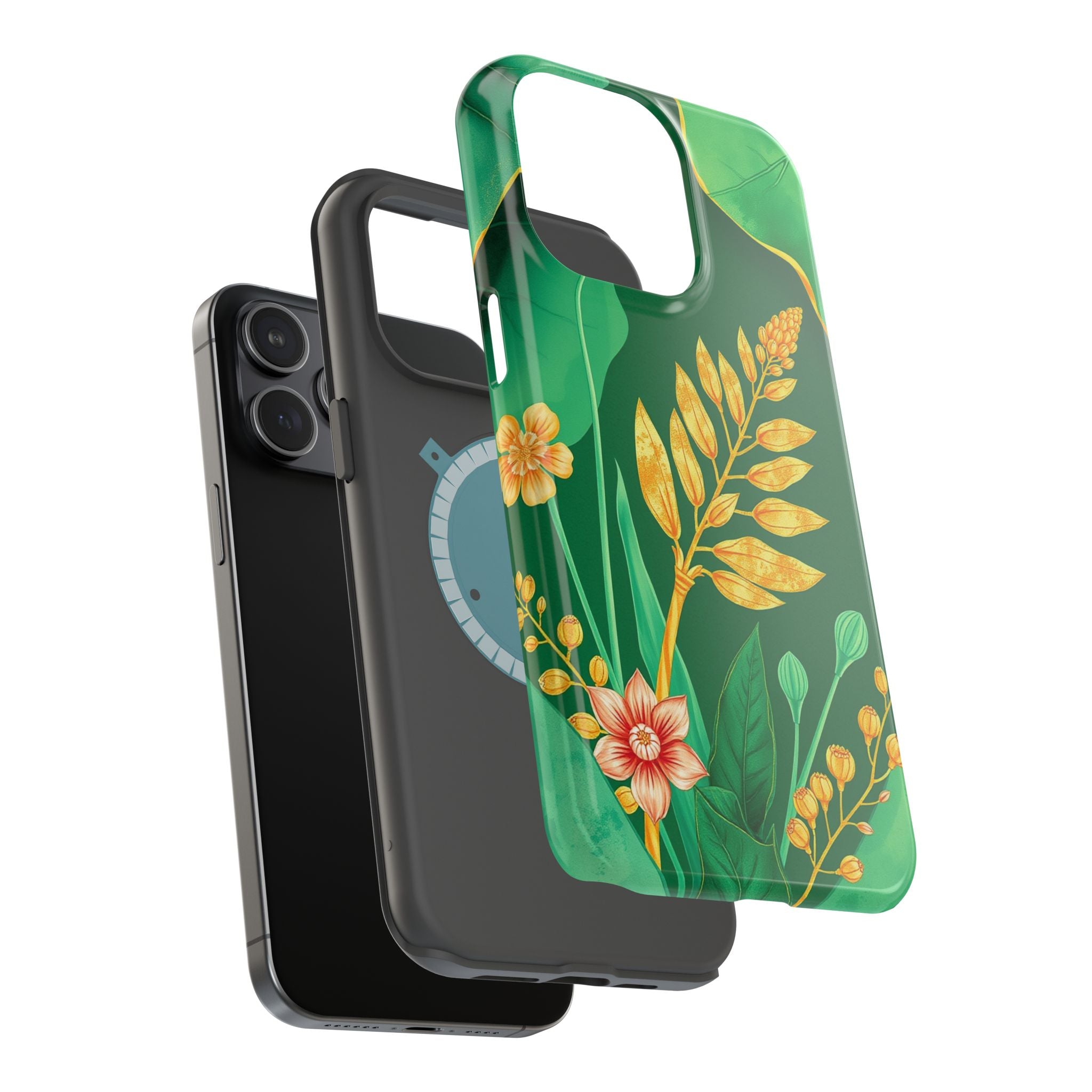 iPhone Emerald Green And Gold Botanical Illustration Ga Slim Snap Case · iPhone