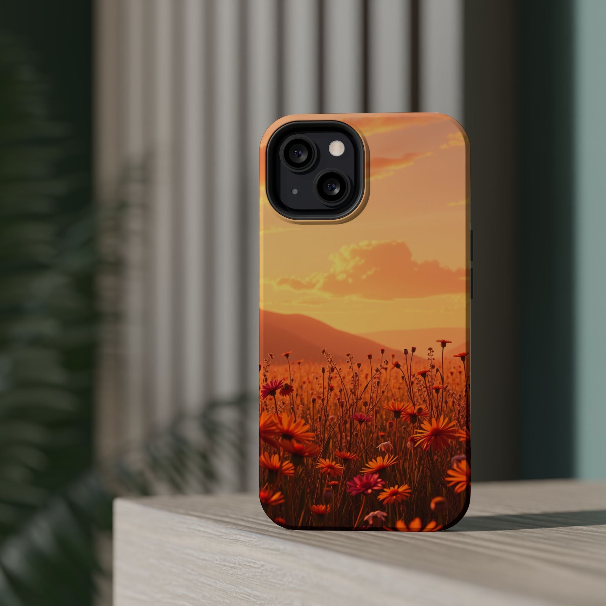 iPhone Sunset Amber And Peach Wildflower Field Soft iPhone Finish · iPhone Case
