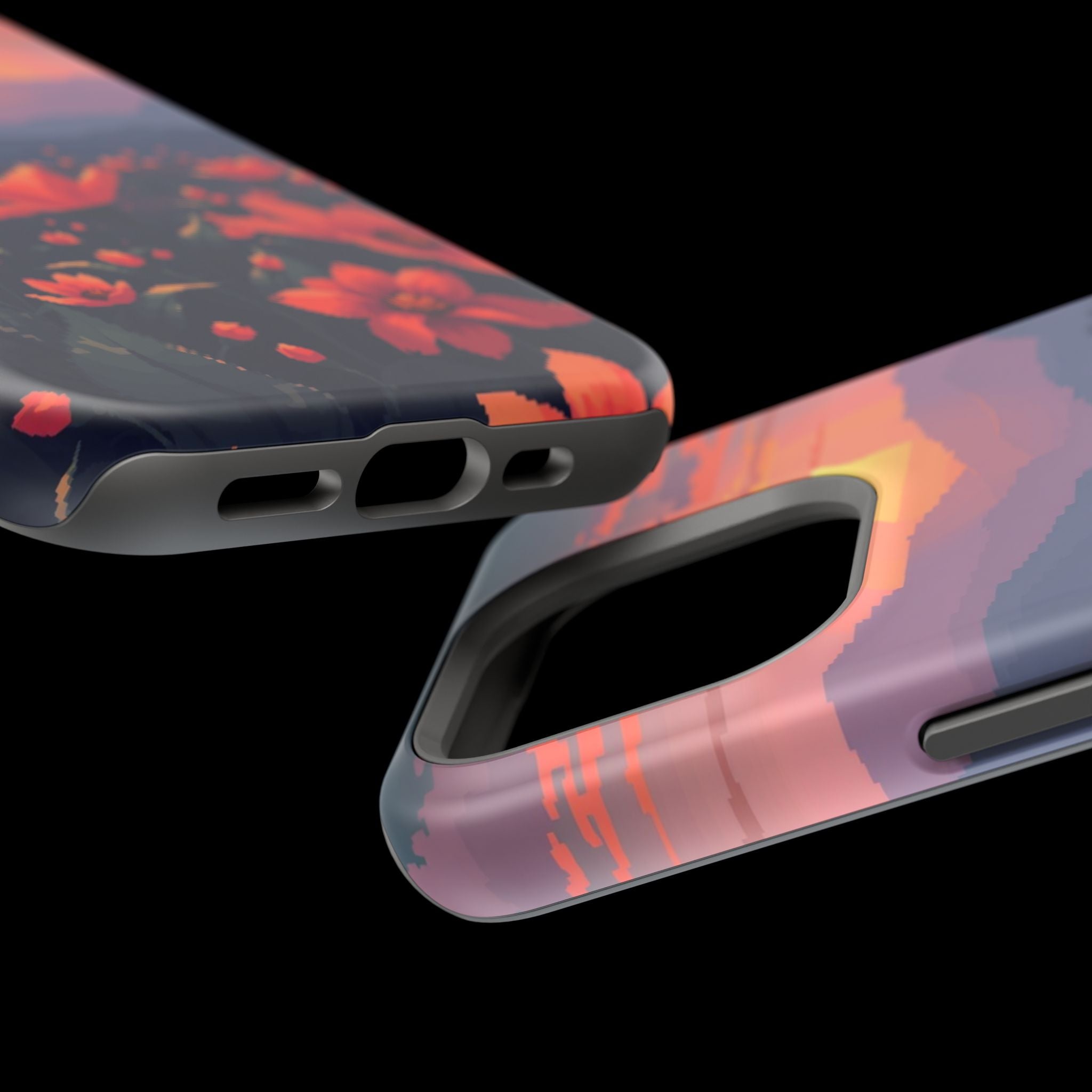 iPhone Sunset Amber And Peach Floral Geometric Soft iPhone Finish · iPhone Case