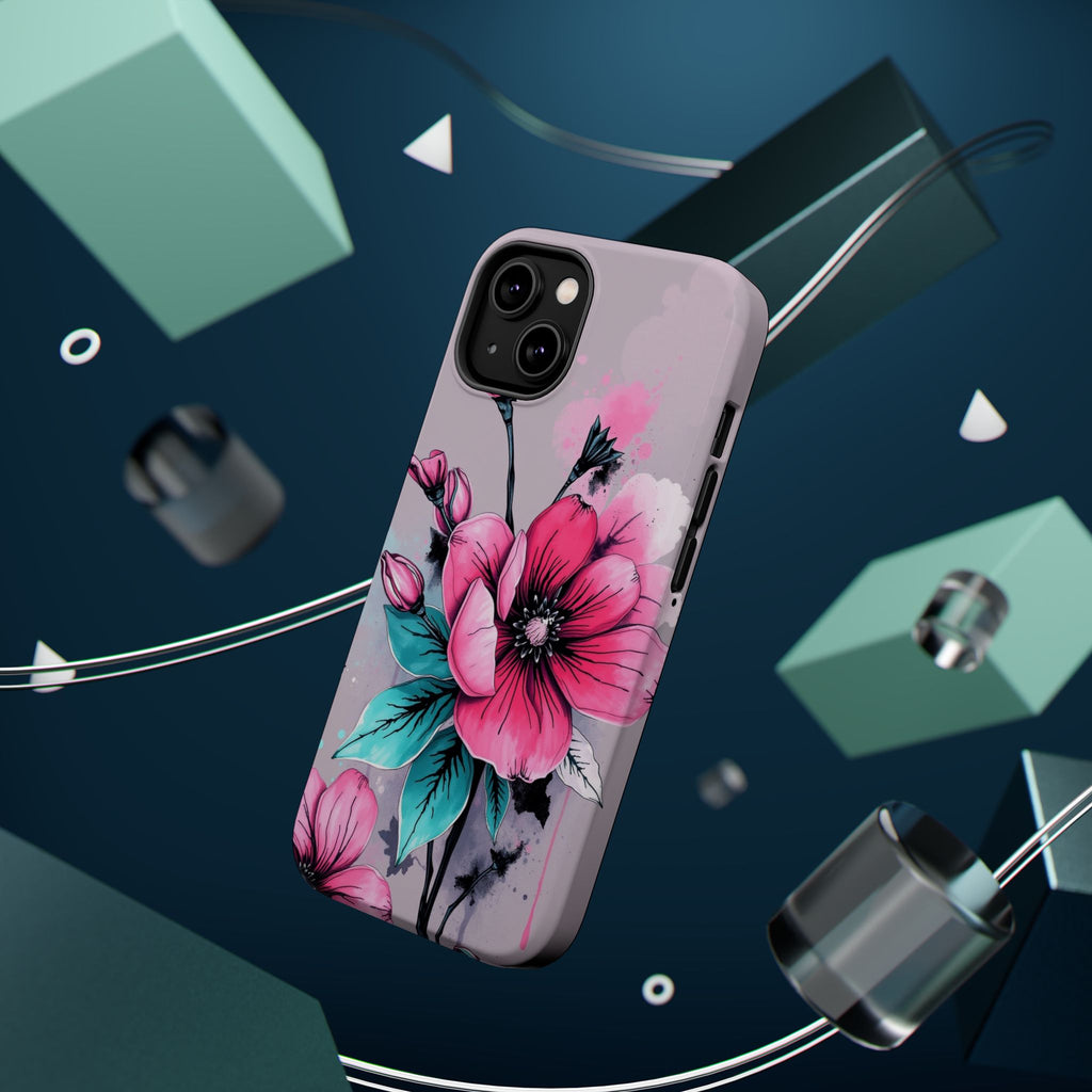 iPhone Mint And Blush Floral Ink Wash Slim Everyday Designer Case · iPhone Case