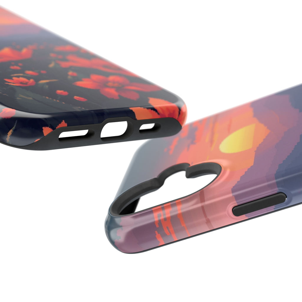 iPhone Sunset Amber And Peach Floral Geometric Soft iPhone Finish · iPhone Case