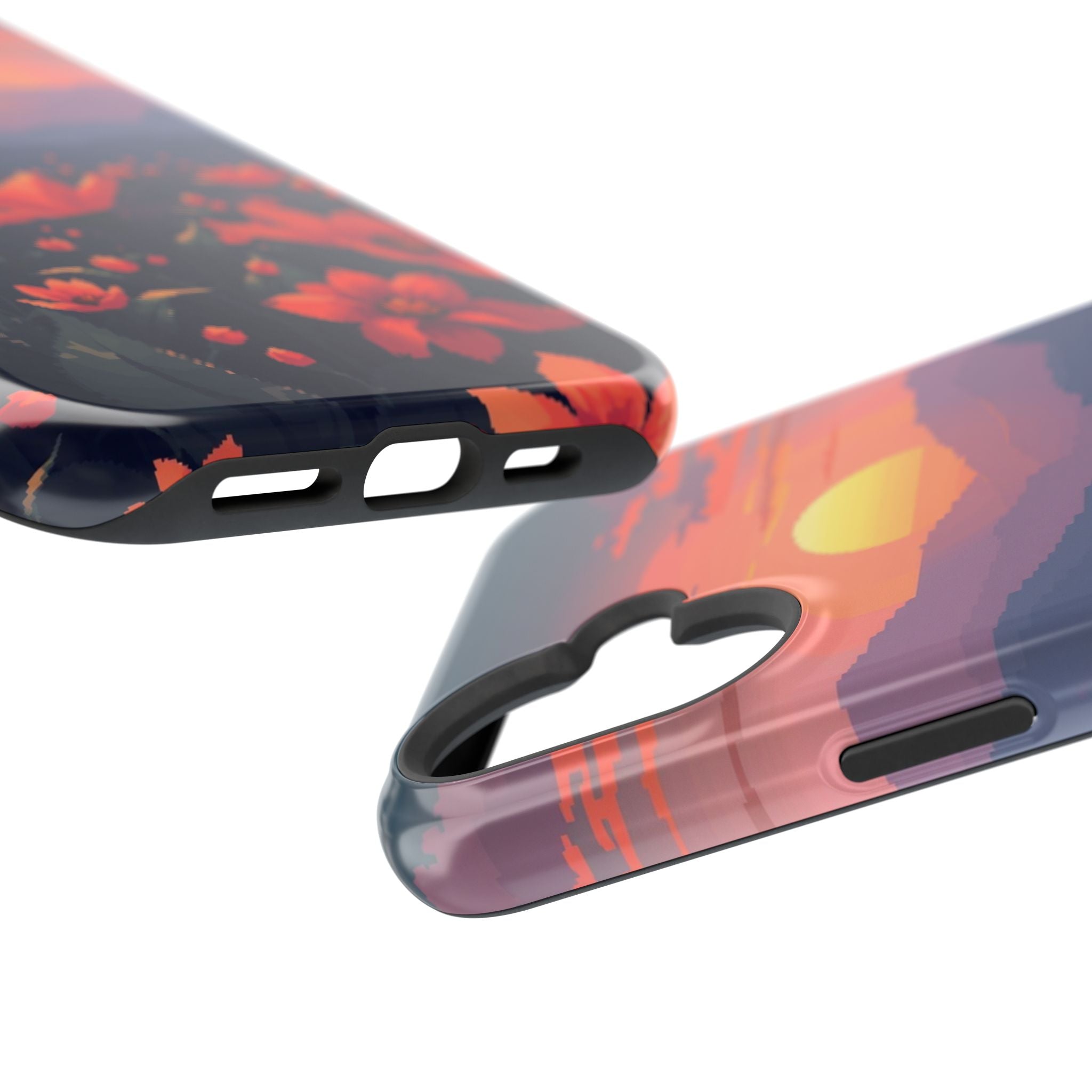 iPhone Sunset Amber And Peach Floral Geometric Soft iPhone Finish · iPhone Case