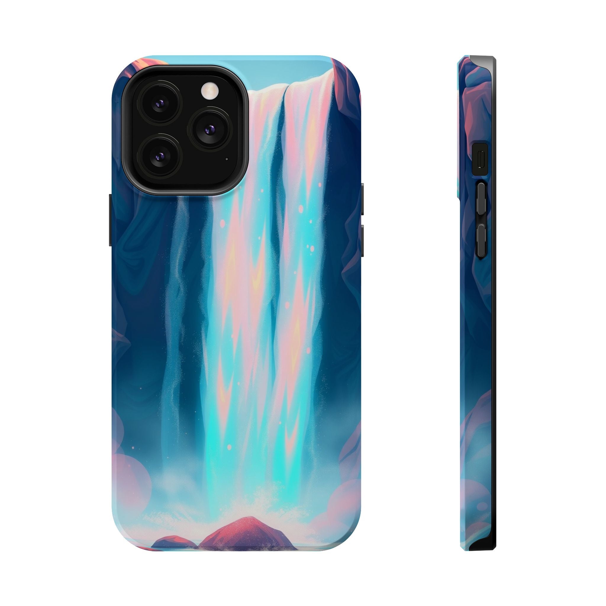 iPhone Teal And Coral Waterfall Mist Slim Everyday Designer Case · iPhone Case