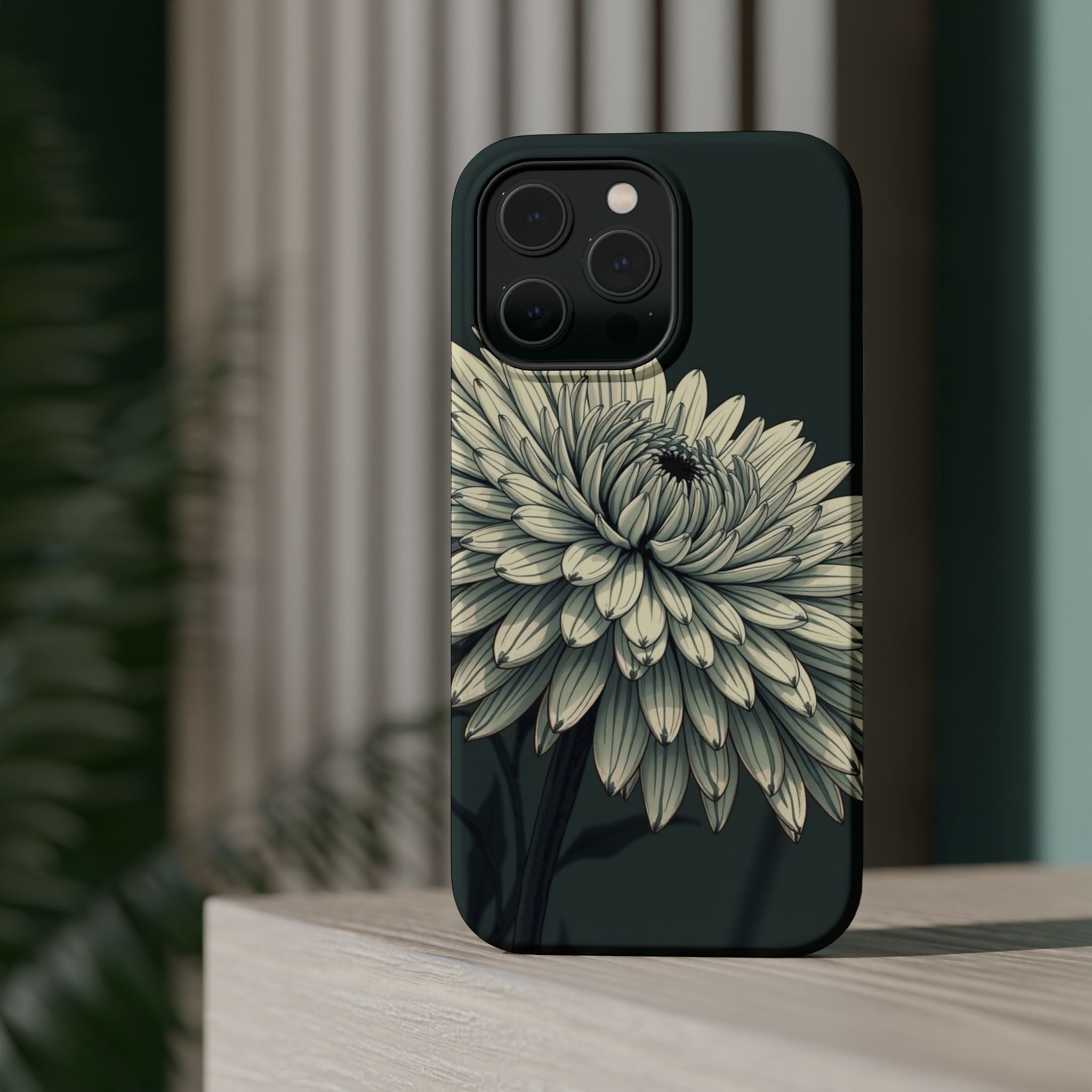 iPhone Chrysanthemum Classic Dark Gothic Ink Carry Case Slim Snap Case · iPhone