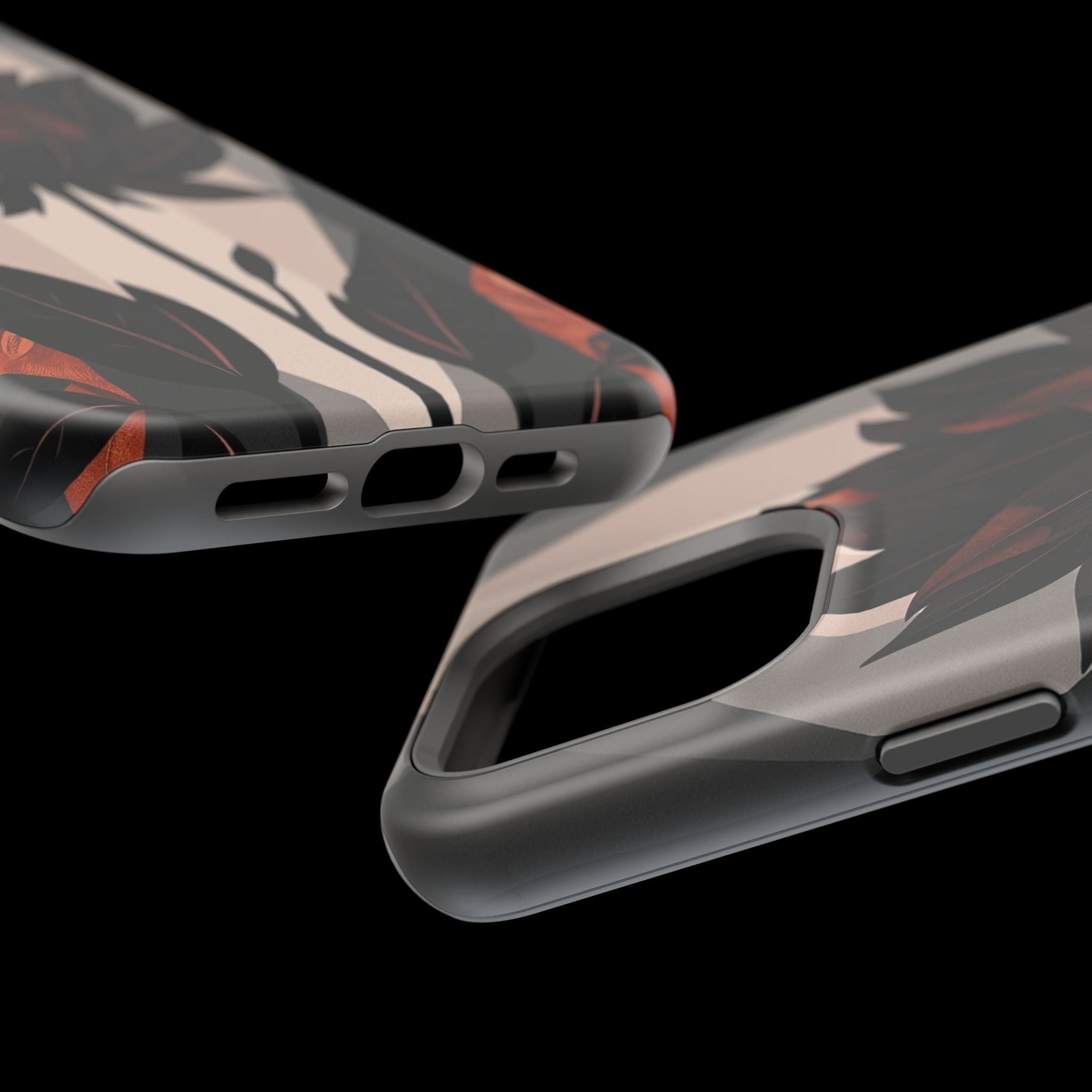 iPhone Charcoal And Copper Floral Silhouette Slim iPhone Everyday · iPhone Case