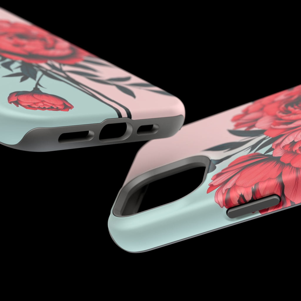 iPhone Teal And Coral Peony Bouquet Artistic Everyday Cas Slim Snap Case · iPhon