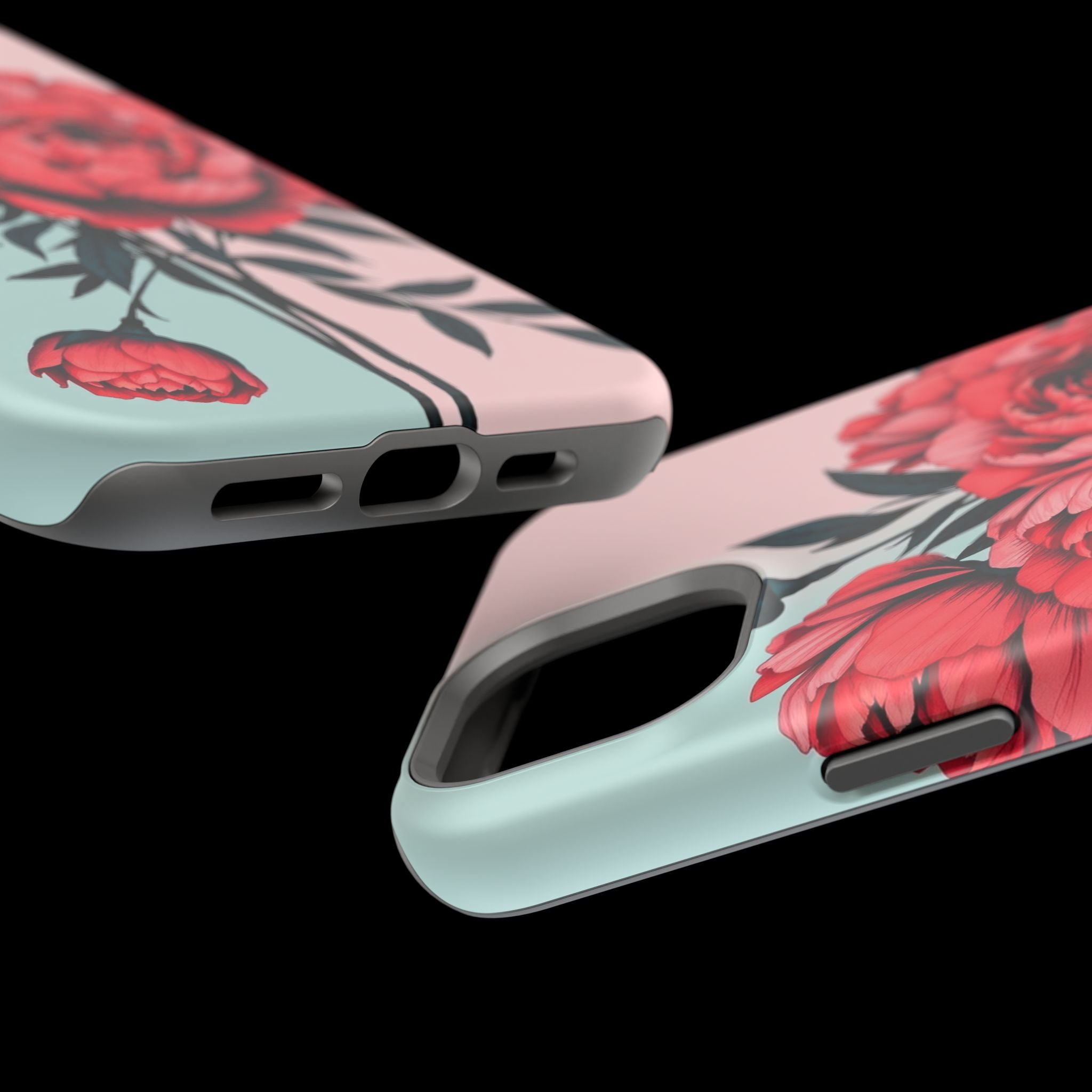 iPhone Teal And Coral Peony Bouquet Artistic Everyday Cas Slim Snap Case · iPhon