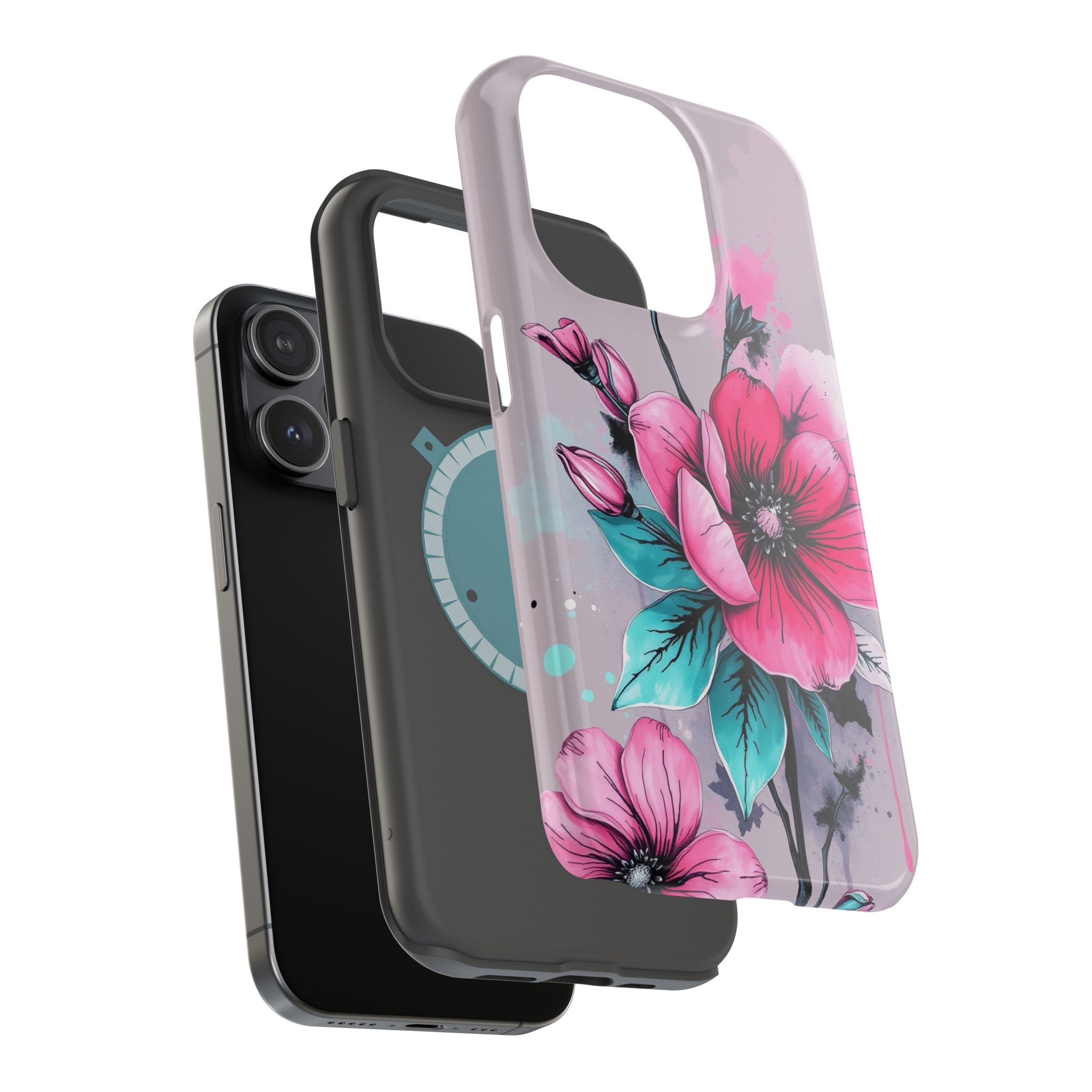 iPhone Mint And Blush Floral Ink Wash Slim Everyday Designer Case · iPhone Case