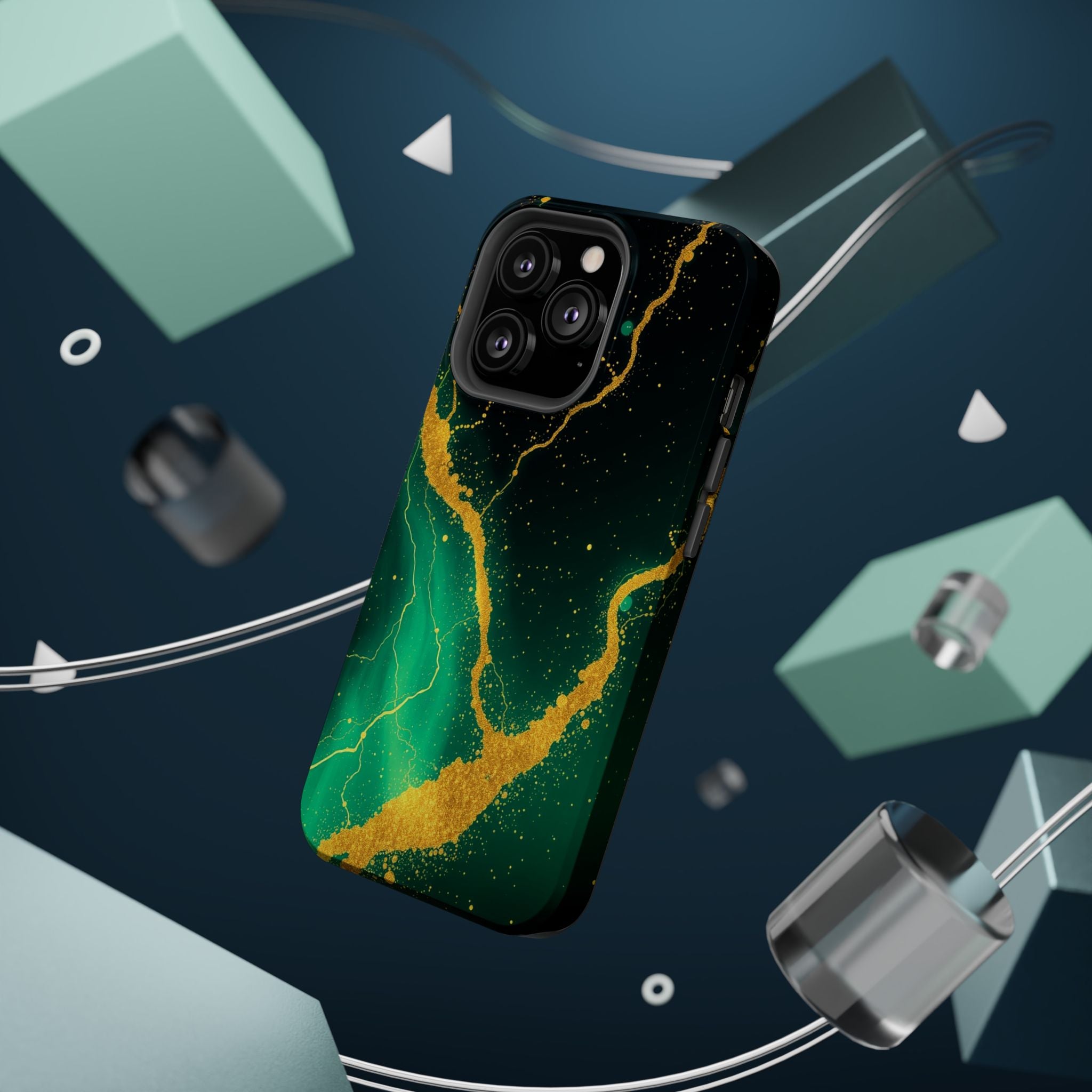 iPhone Emerald Green And Gold Petal Storm Slim iPhone Everyday Designer · iPhone
