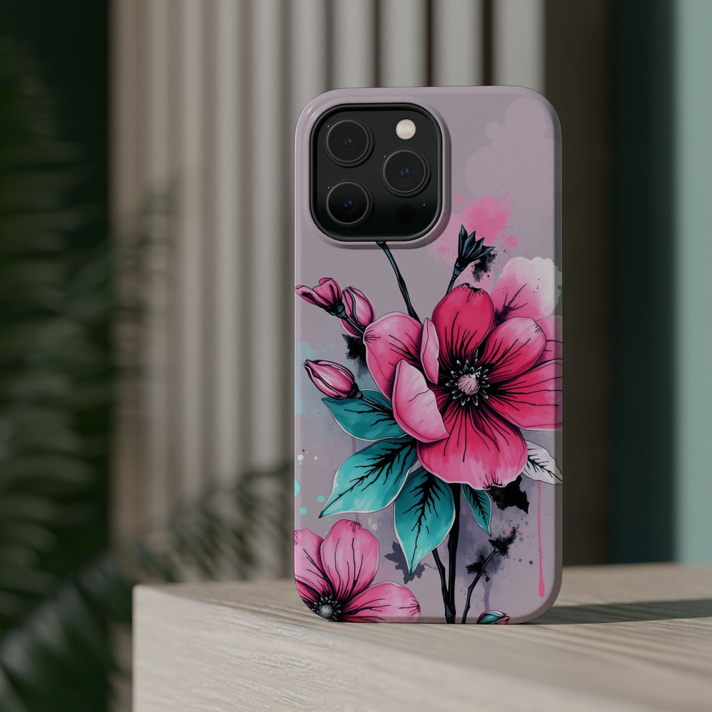 iPhone Mint And Blush Floral Ink Wash Slim Everyday Designer Case · iPhone Case