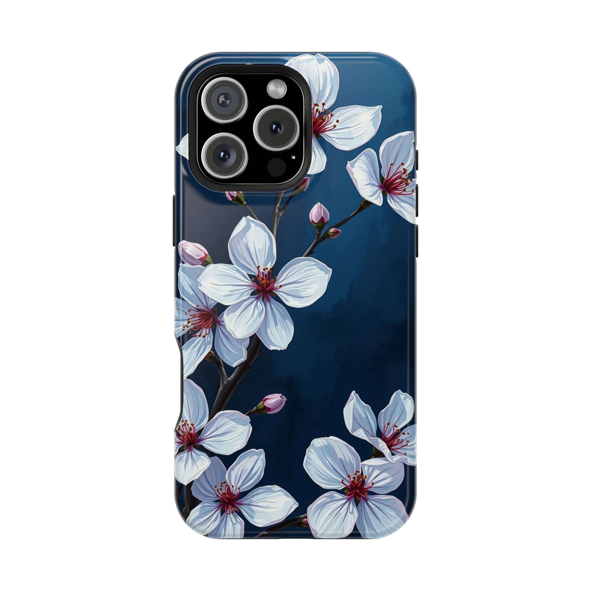 iPhone Midnight Blue And Silver Cherry Blossom Soft iPhone Finish · iPhone Case