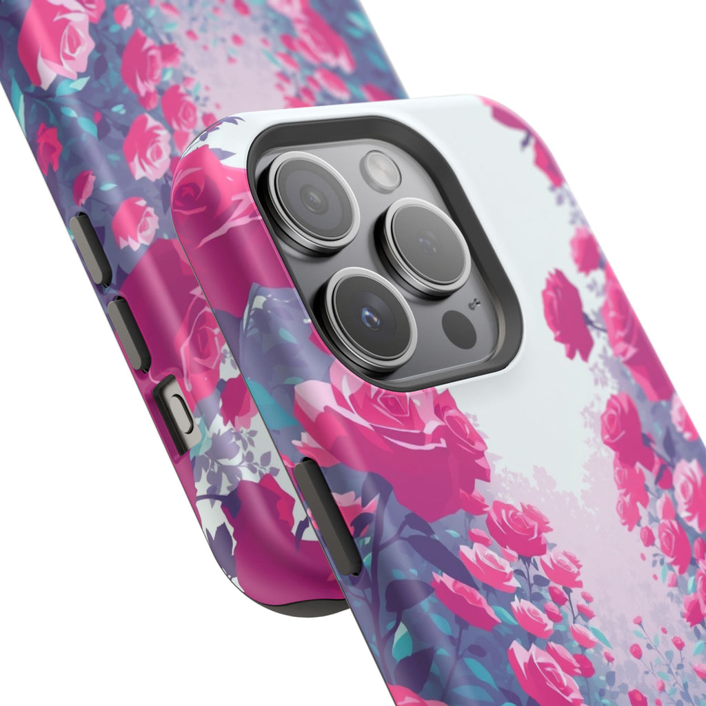 iPhone Cyan And Magenta Rose Garden Slim Everyday Designer Case · iPhone Case