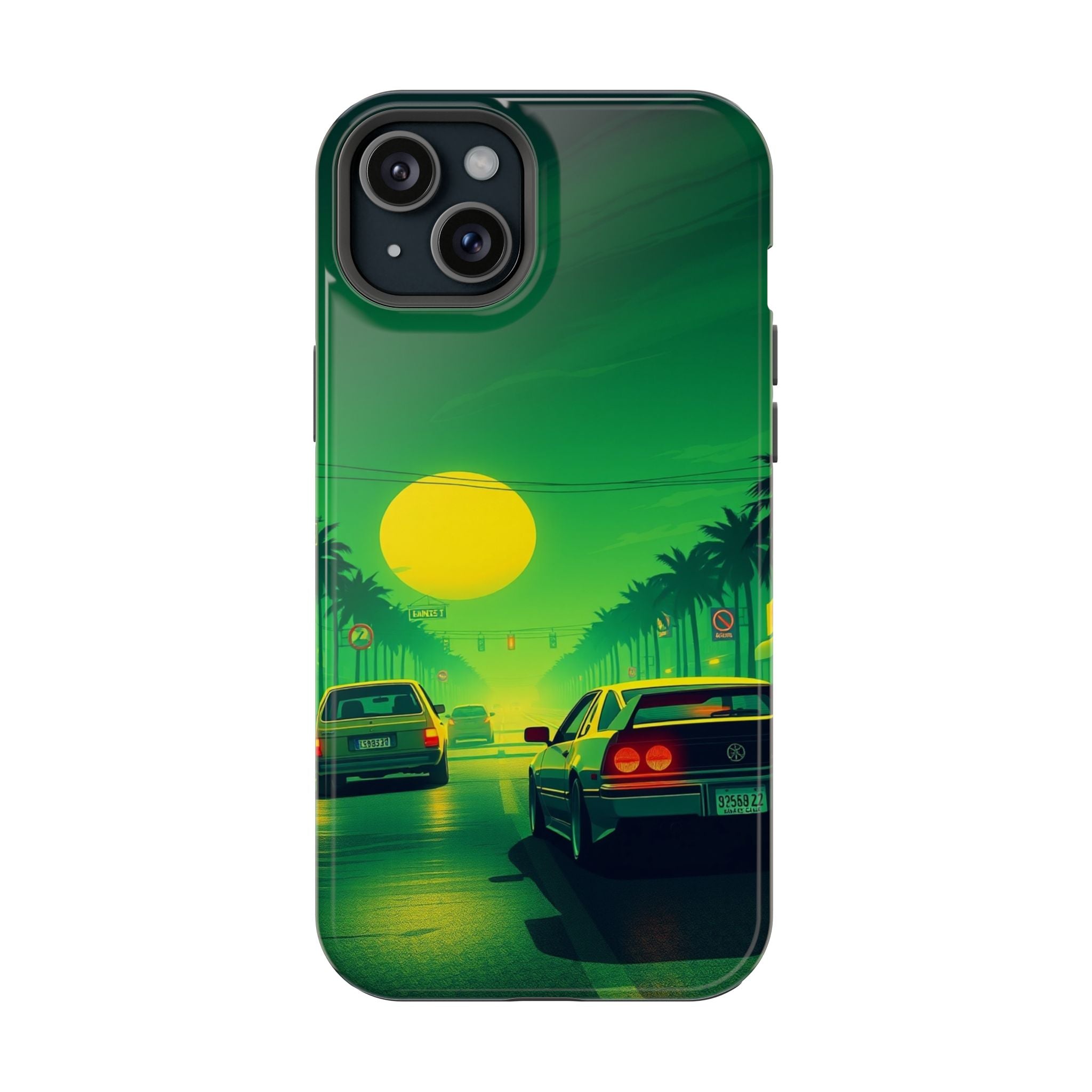 iPhone Dreamy Sunset Drive 80s Design Slim Everyday Designer Case · iPhone Case