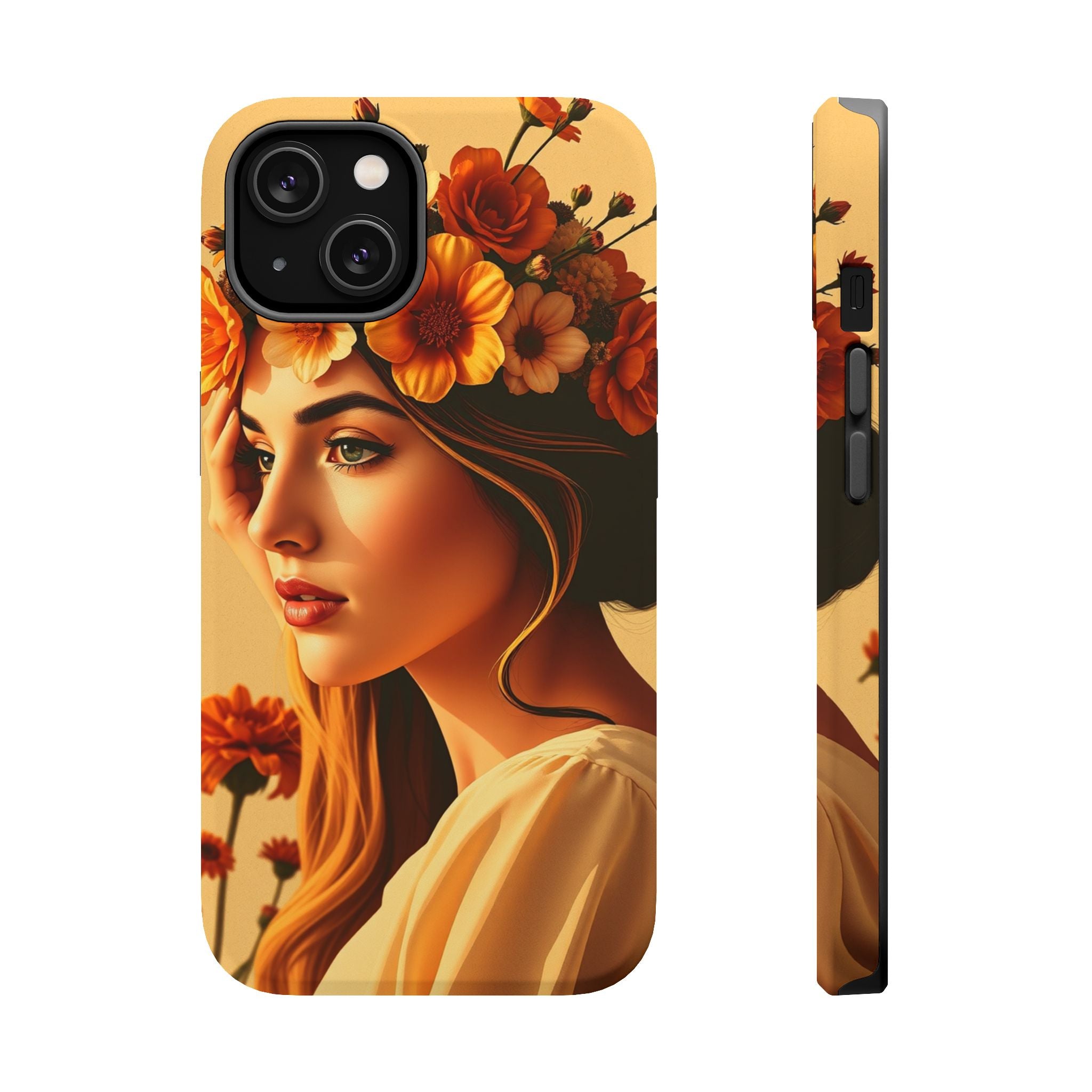 iPhone Mustard And Rust Floral Crown Slim Everyday Designer Case · iPhone Case