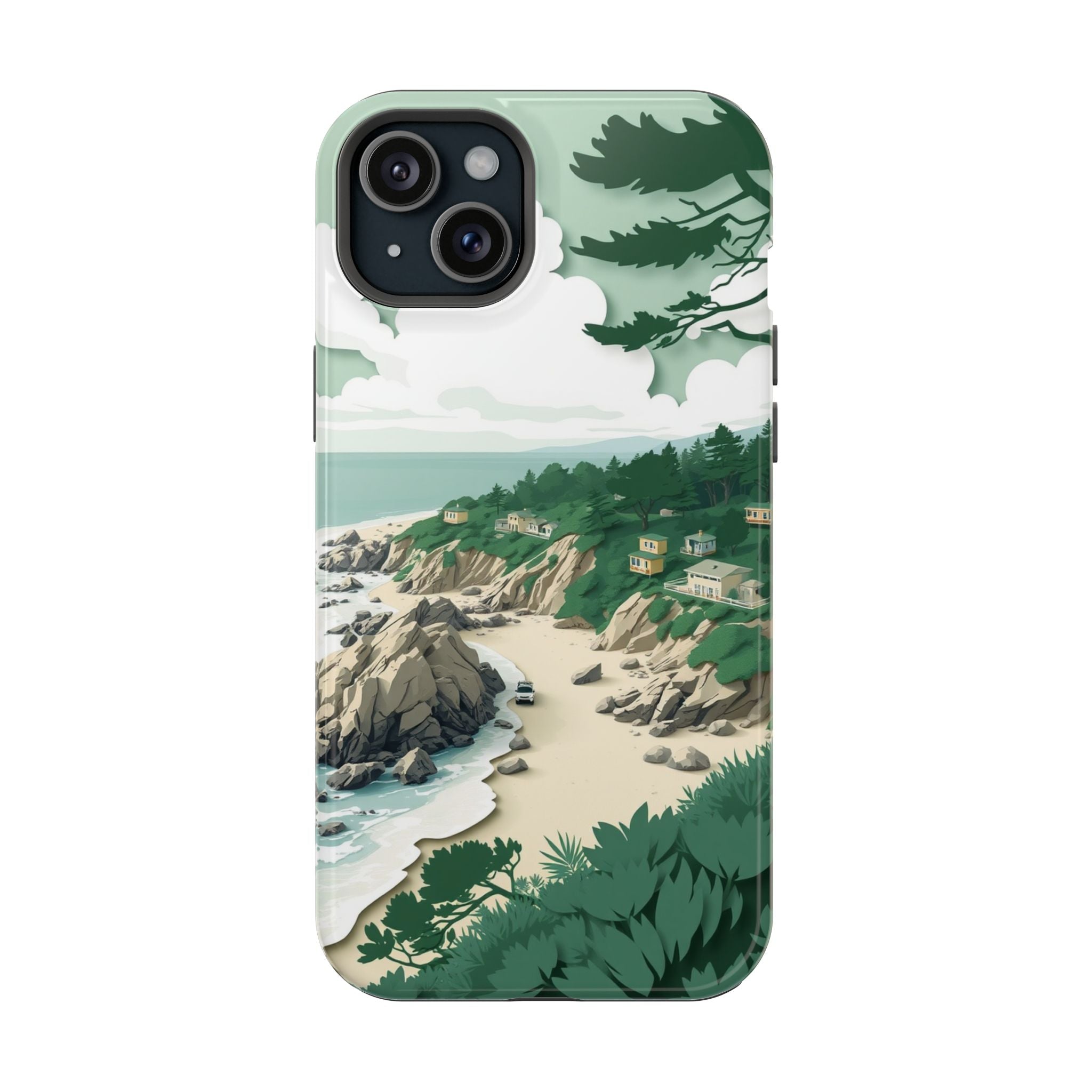 iPhone Pebble Beach Paper Cut Art Bold Modern Everyday Snap Case · iPhone Case