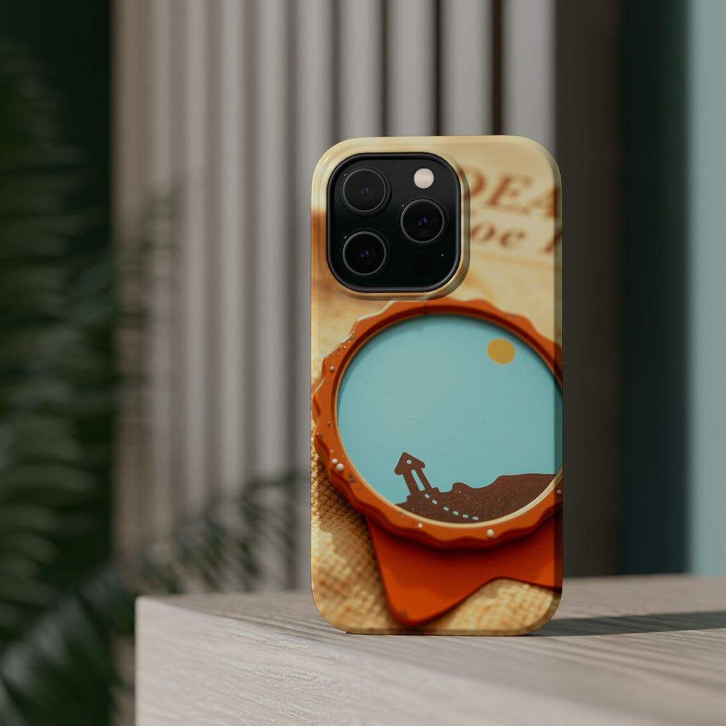 iPhone Burnt Orange And Sand Retro Travel Badge Soft Finish Everyday Case · iPho