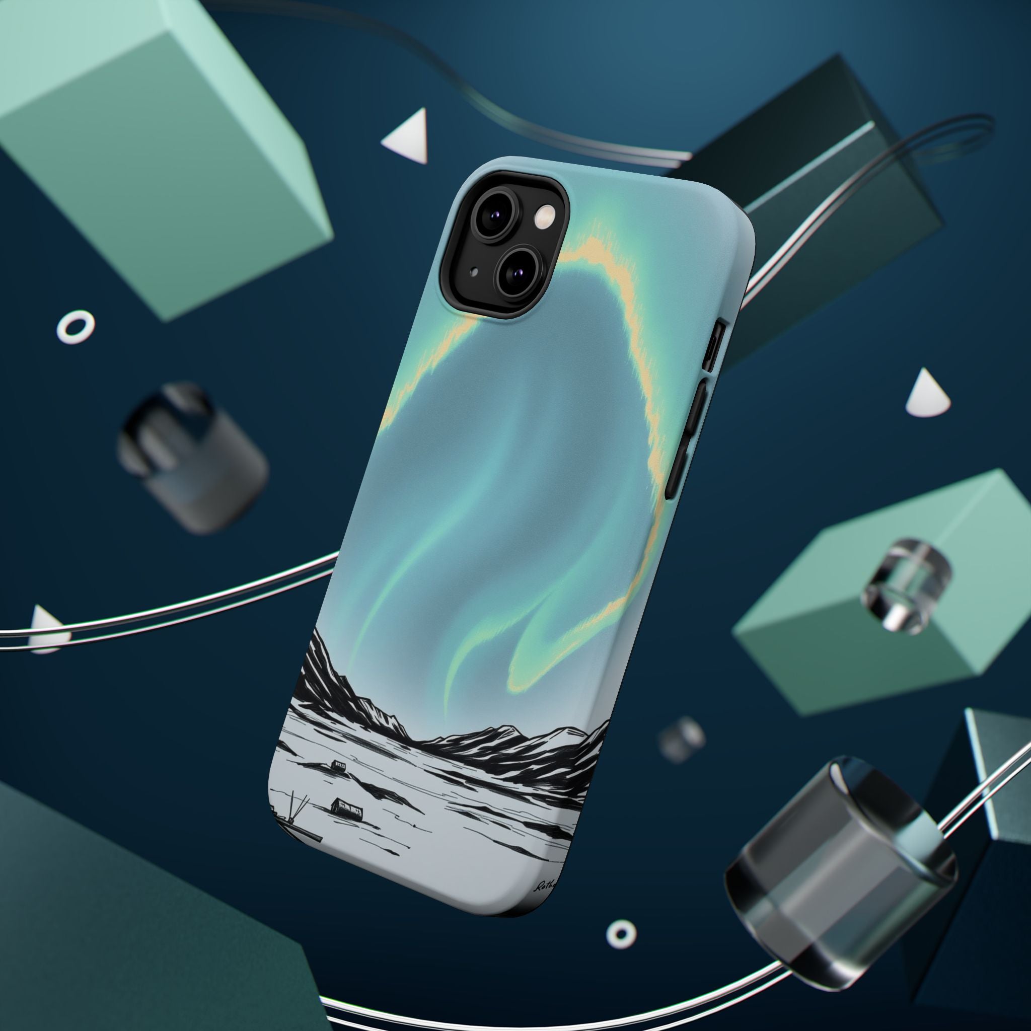 iPhone Charcoal And Copper Northern Lights Slim iPhone Everyday · iPhone Case