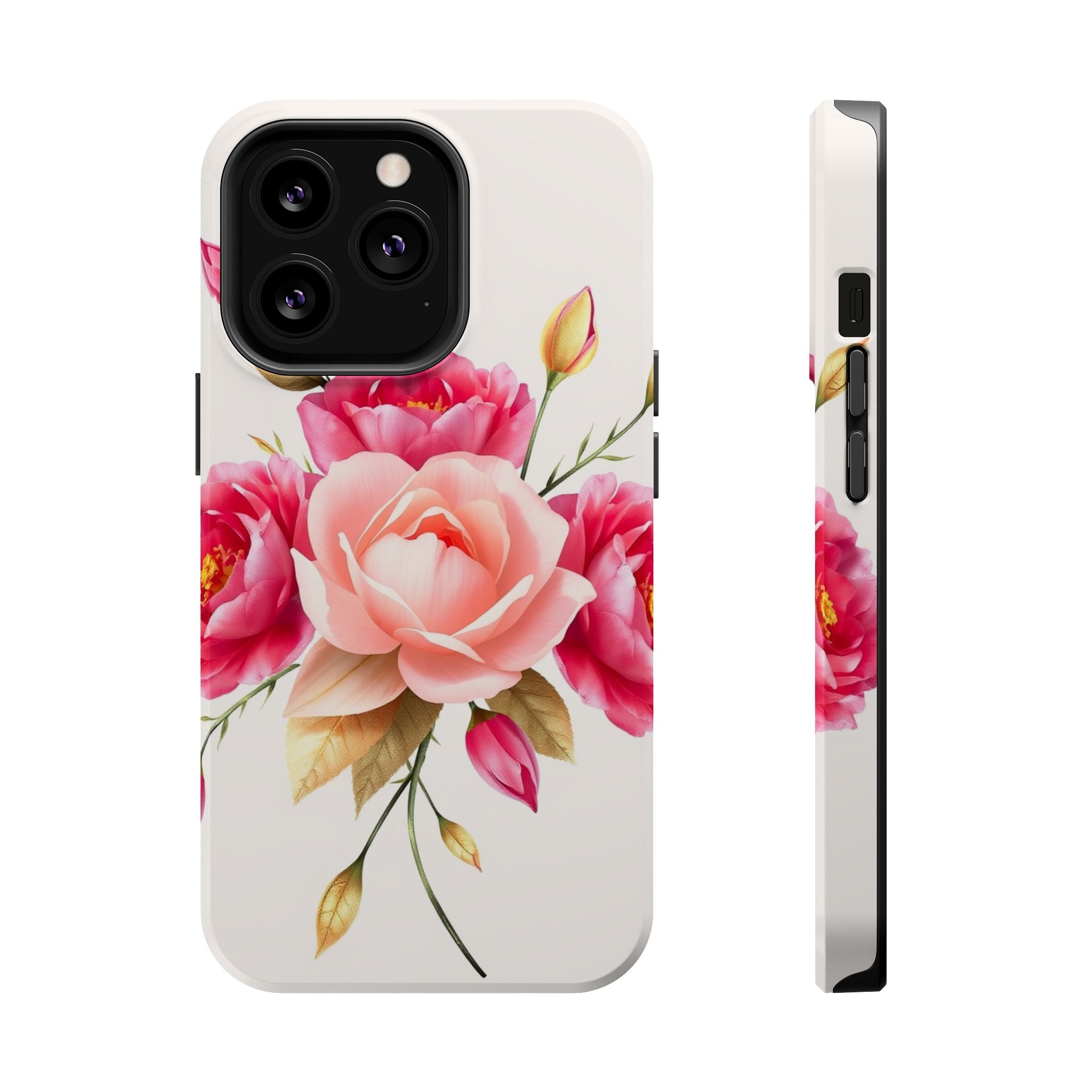 iPhone Rose Pink And Cream Neon Floral Slim Everyday Designer Case · iPhone Case