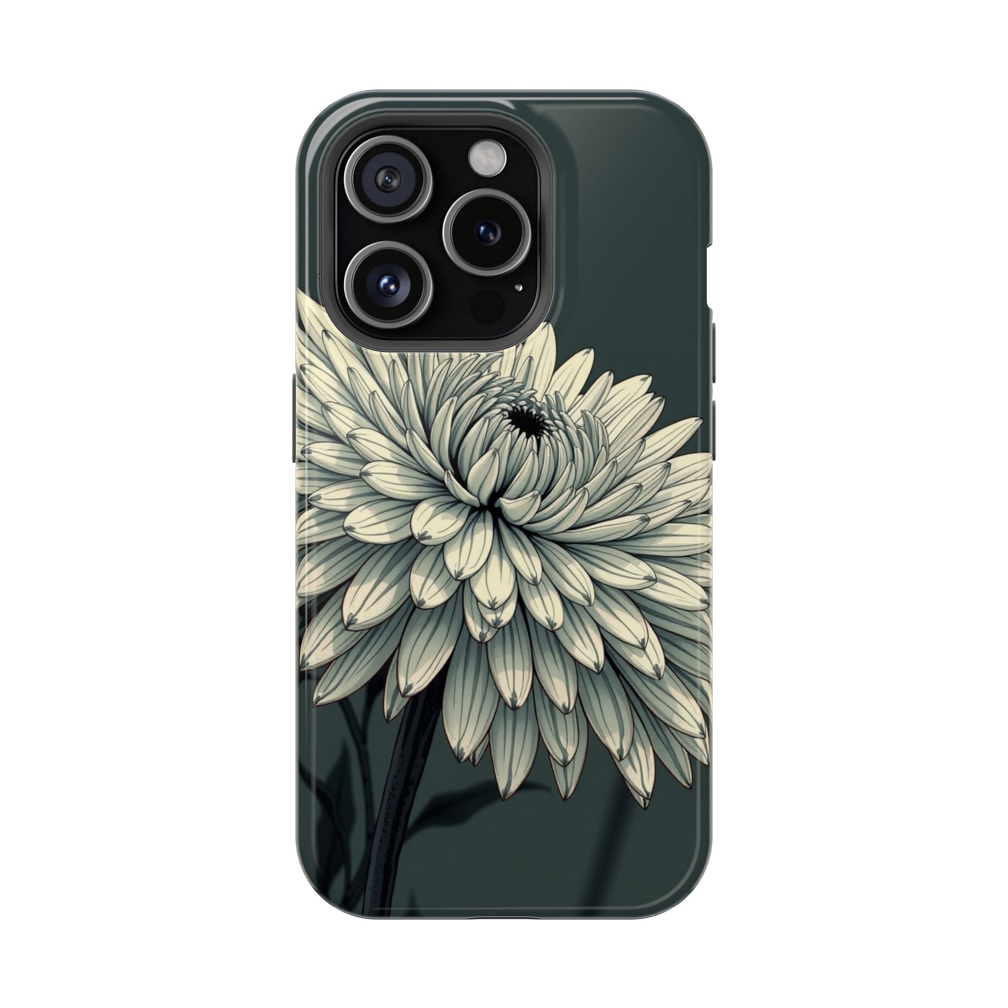 iPhone Chrysanthemum Classic Dark Gothic Ink Carry Case Slim Snap Case · iPhone