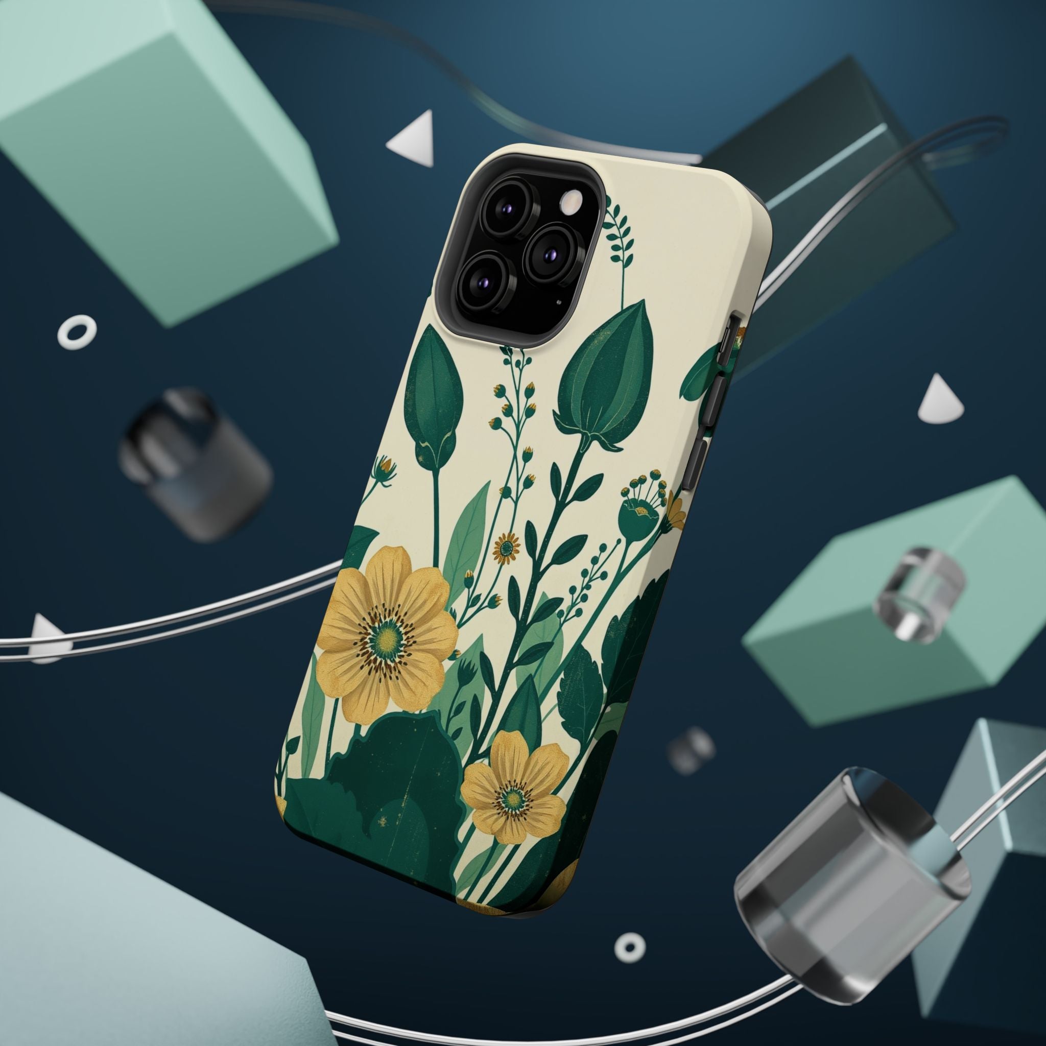 iPhone Emerald Green And Gold Pressed Botanicals Clean iPhone Minimal · iPhone C