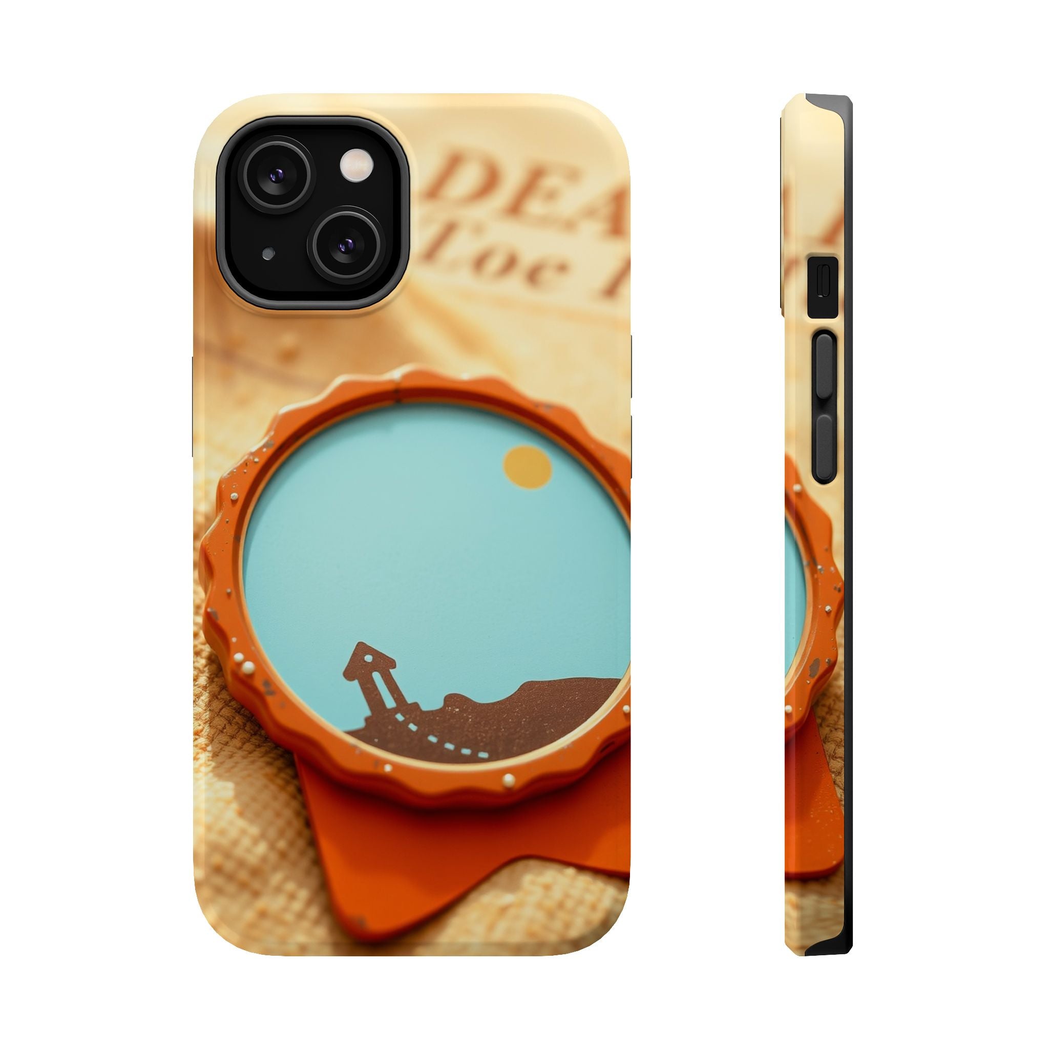 iPhone Burnt Orange And Sand Retro Travel Badge Soft Finish Everyday Case · iPho