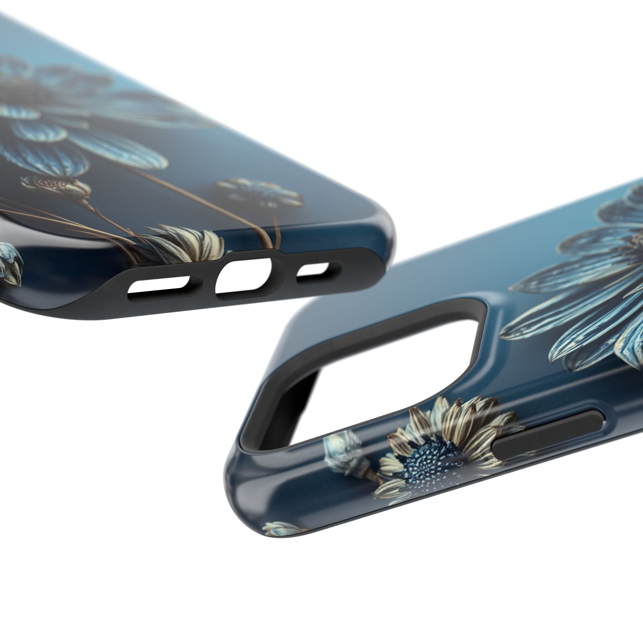 iPhone Midnight Blue And Silver Dried Flower Flat Lay iPhone 15 · iPhone Case