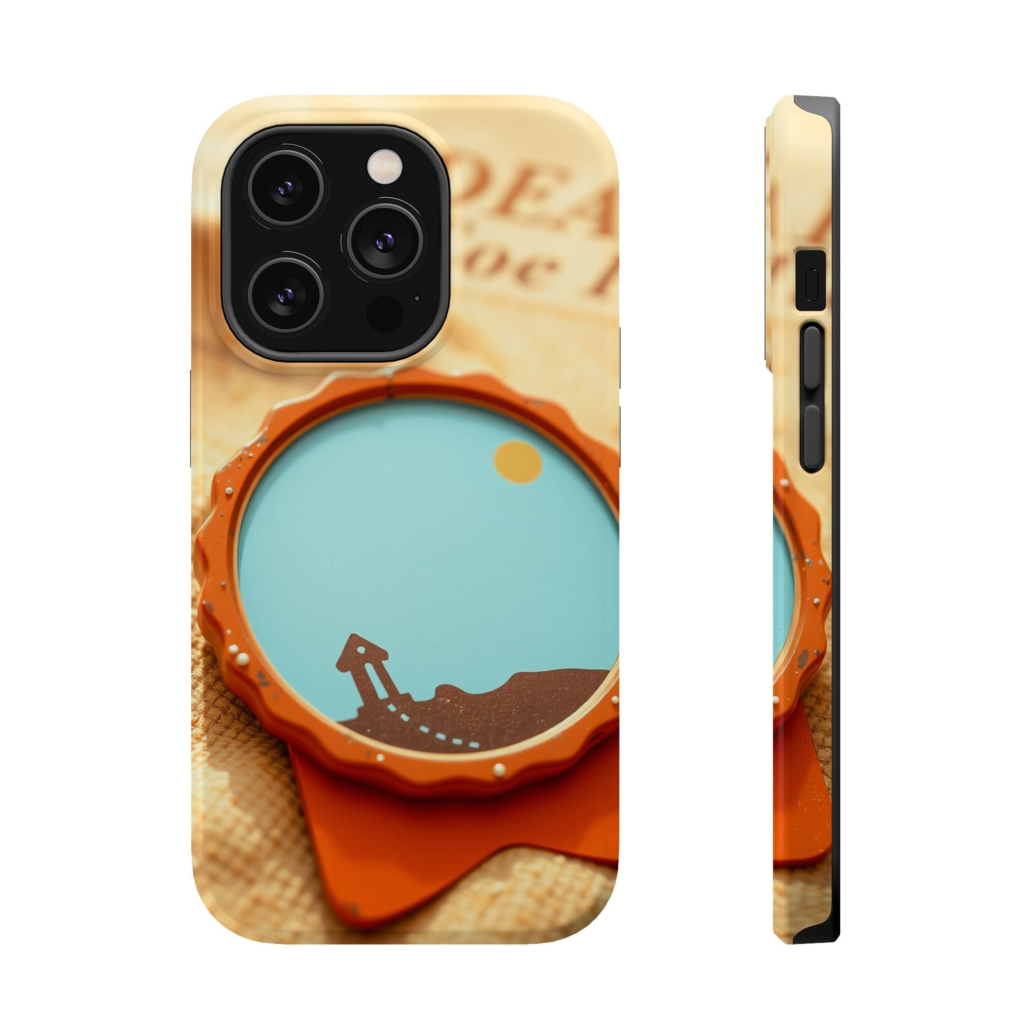 iPhone Burnt Orange And Sand Retro Travel Badge Soft Finish Everyday Case · iPho