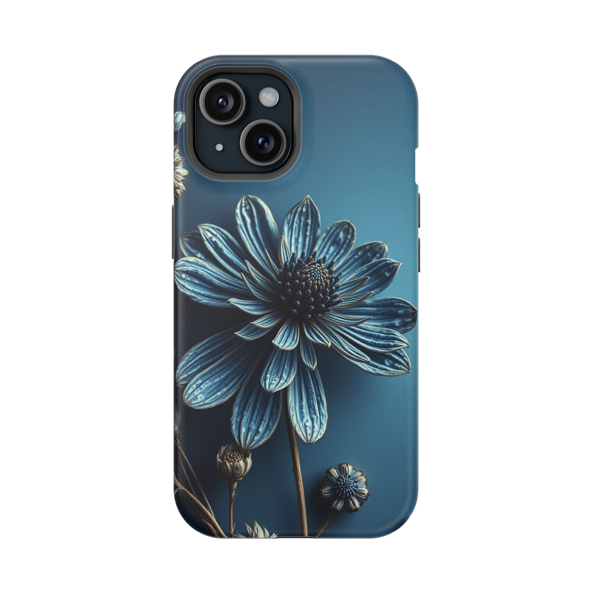 iPhone Midnight Blue And Silver Dried Flower Flat Lay iPhone 15 · iPhone Case