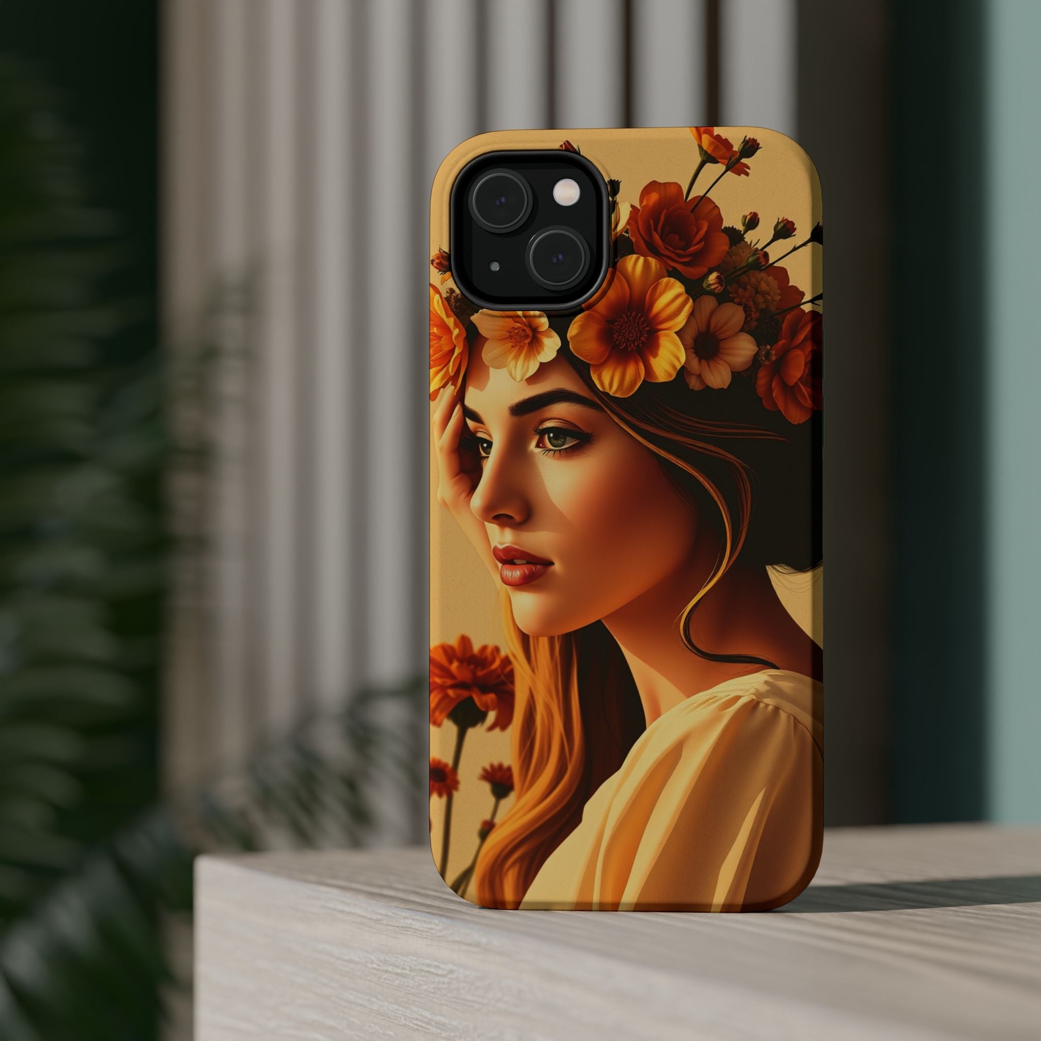 iPhone Mustard And Rust Floral Crown Slim Everyday Designer Case · iPhone Case
