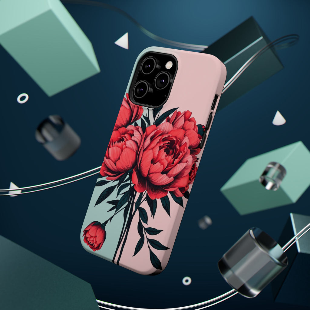 iPhone Teal And Coral Peony Bouquet Artistic Everyday Cas Slim Snap Case · iPhon