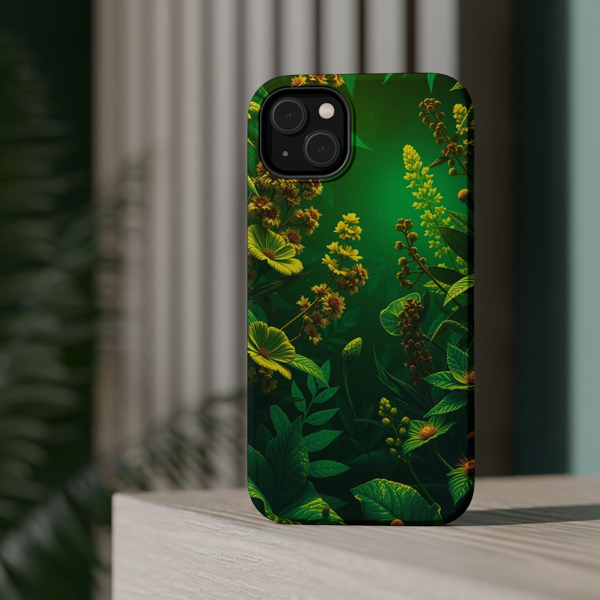 iPhone Emerald Green And Gold Vintage Botanicals Print Slim Snap Case · iPhone C