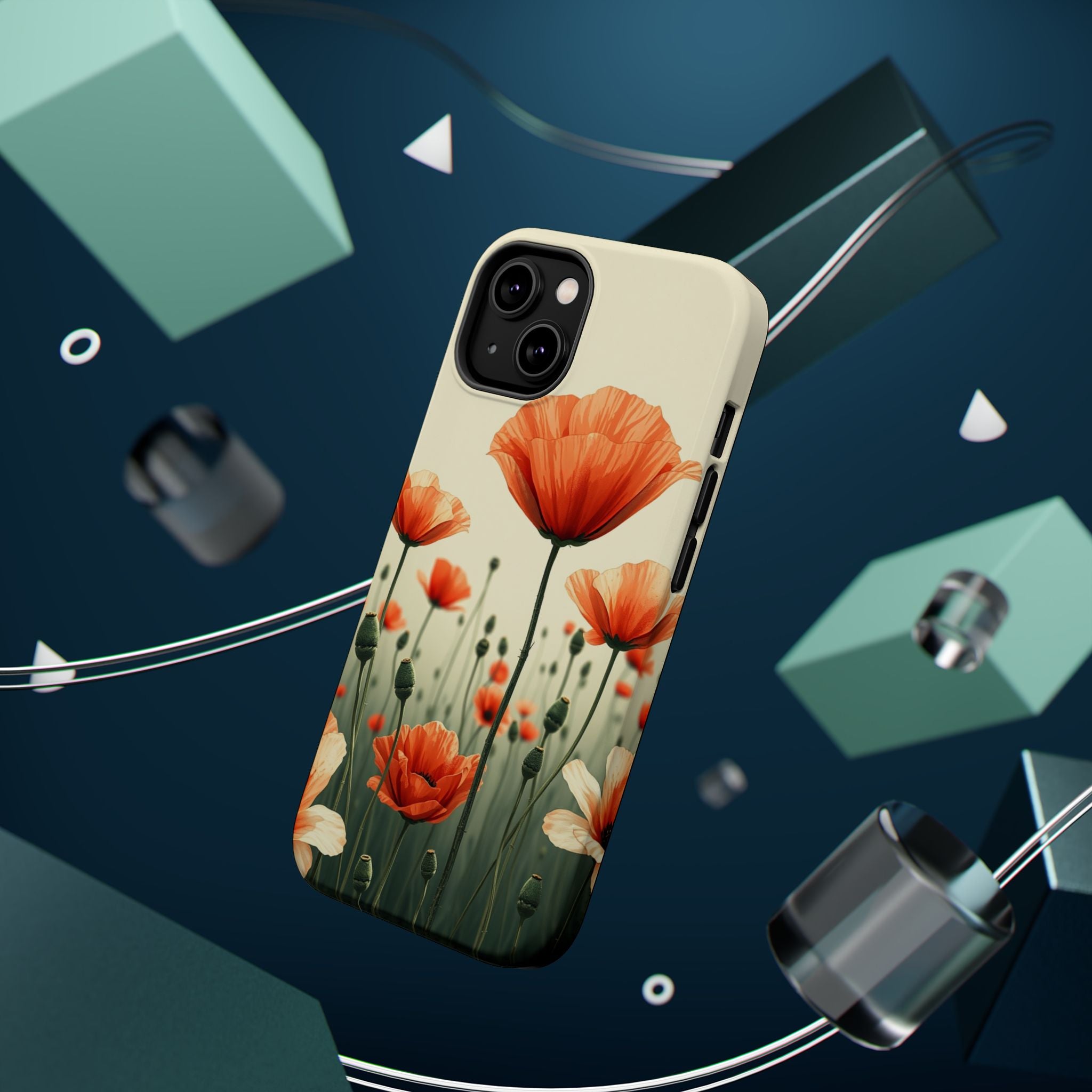 iPhone Sage And Ivory Poppy Field Bold Modern Everyday Snap Case · iPhone Case
