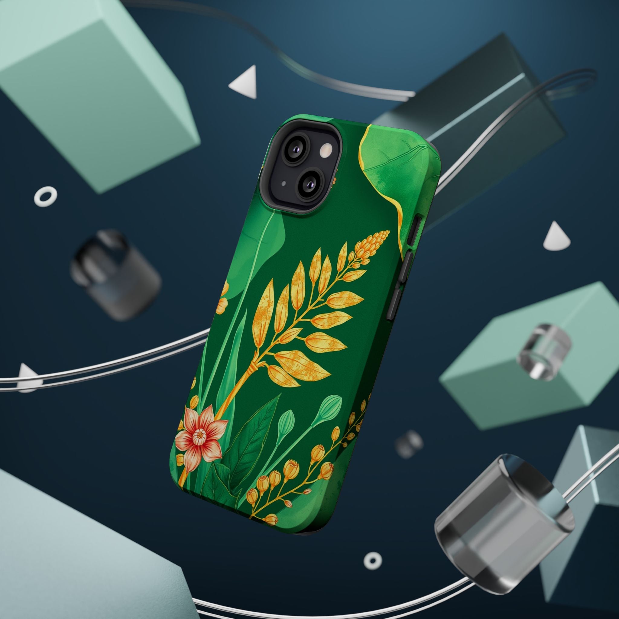 iPhone Emerald Green And Gold Botanical Illustration Ga Slim Snap Case · iPhone