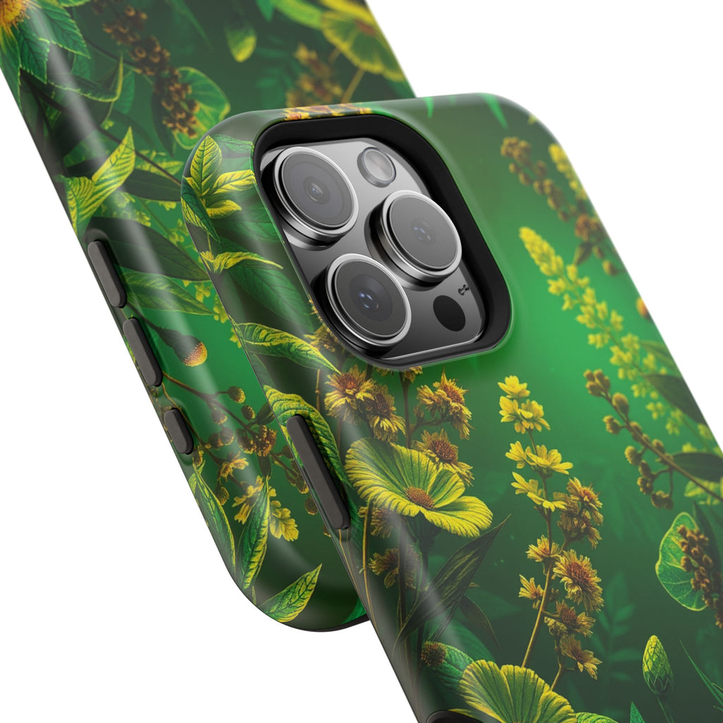 iPhone Emerald Green And Gold Vintage Botanicals Print Slim Snap Case · iPhone C